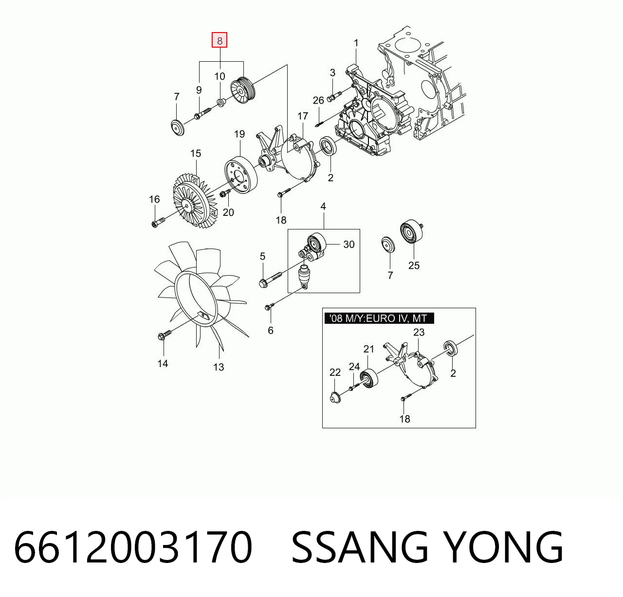 6612003170 Ssang Yong Rolka prowadząca, kierunkowa paska napędowego