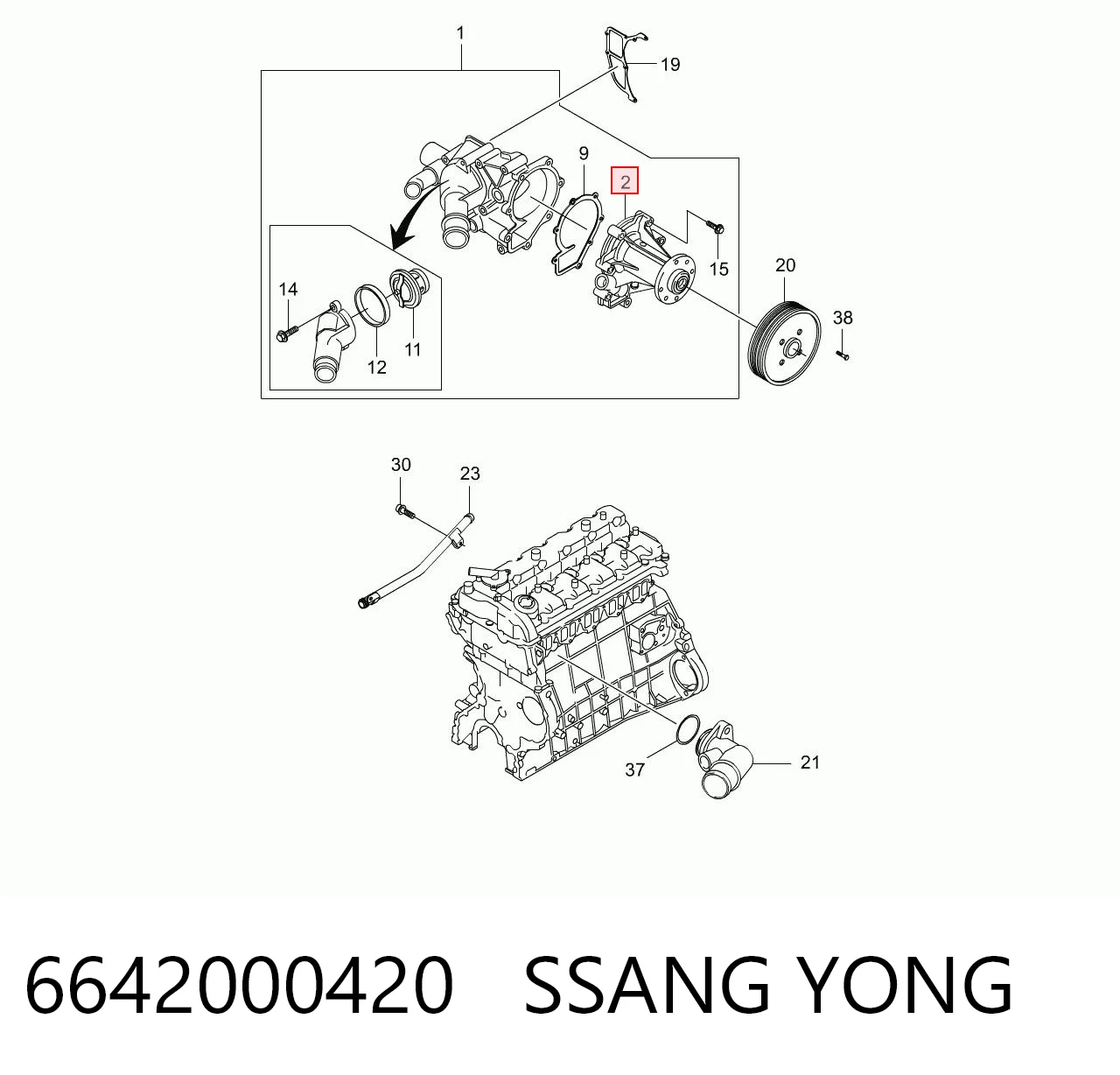 6642000420 Ssang Yong Pompa chłodząca wodna