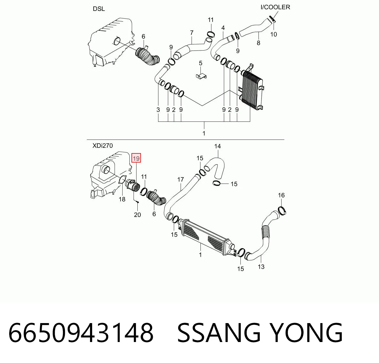 Czujnik przepływu powietrza, przepływomierz powietrza M.A.F. do SsangYong Kyron  