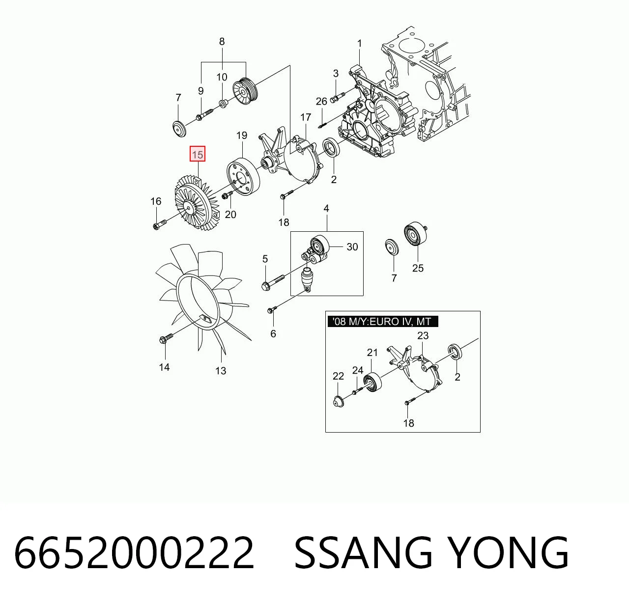 6652000222 Ssang Yong Sprzęgło wiskotyczne wentylatora chłodzenia
