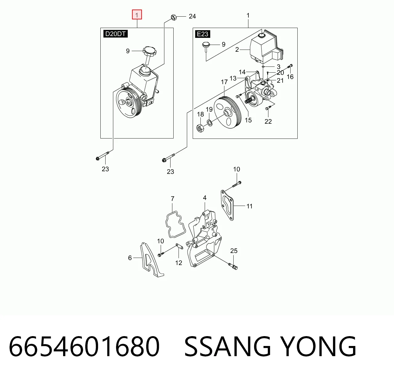 6654601680 Ssang Yong Pompa wspomagania hydraulicznego kierownicy