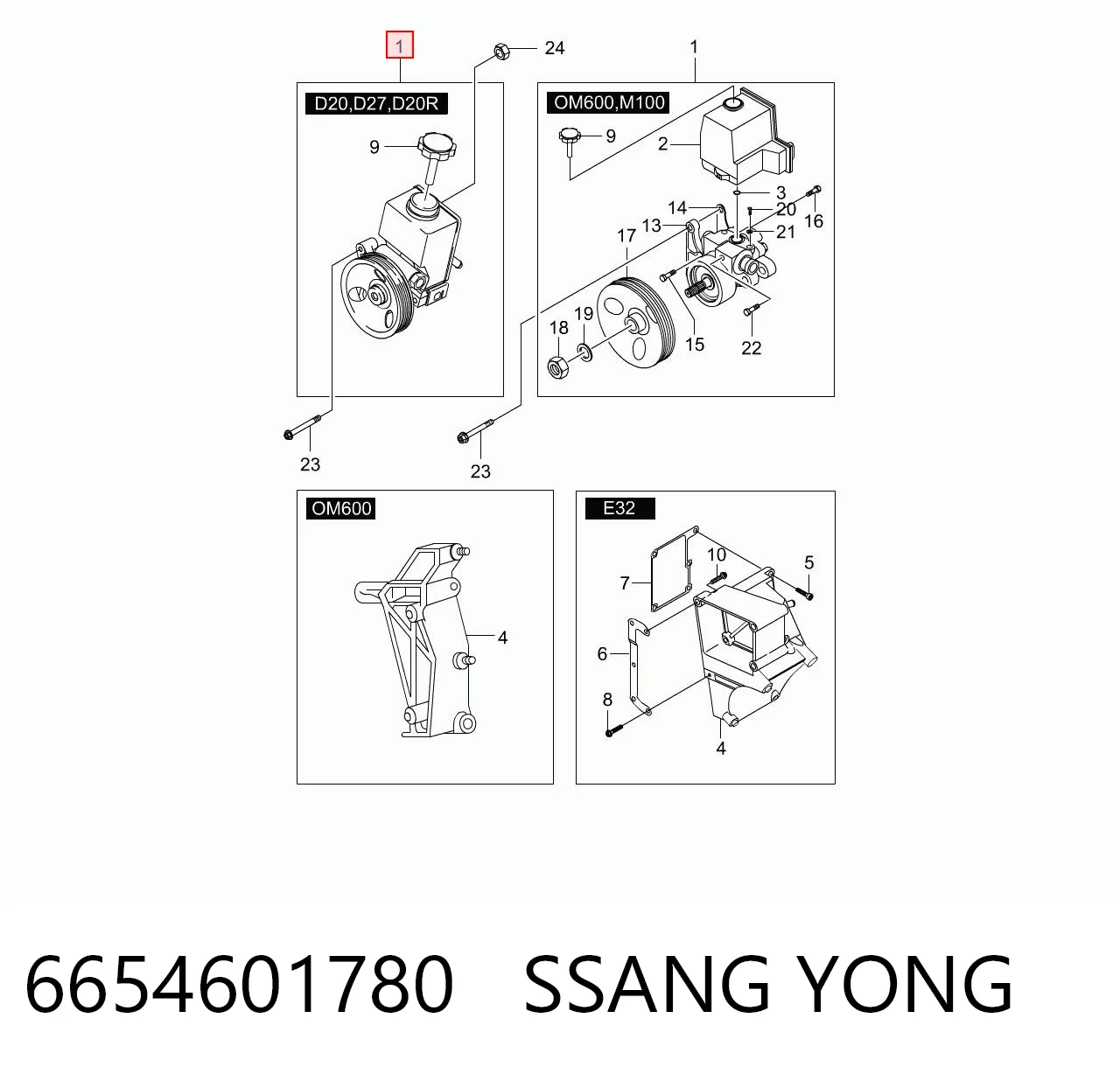 6654601780 Ssang Yong Pompa wspomagania hydraulicznego kierownicy