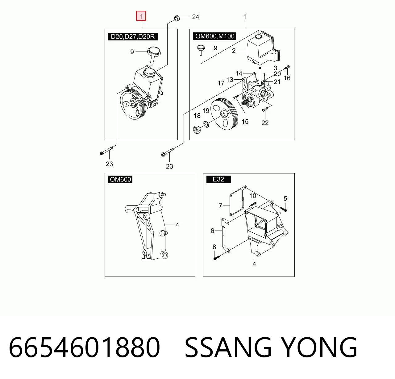 6654601880 Ssang Yong Pompa wspomagania hydraulicznego kierownicy