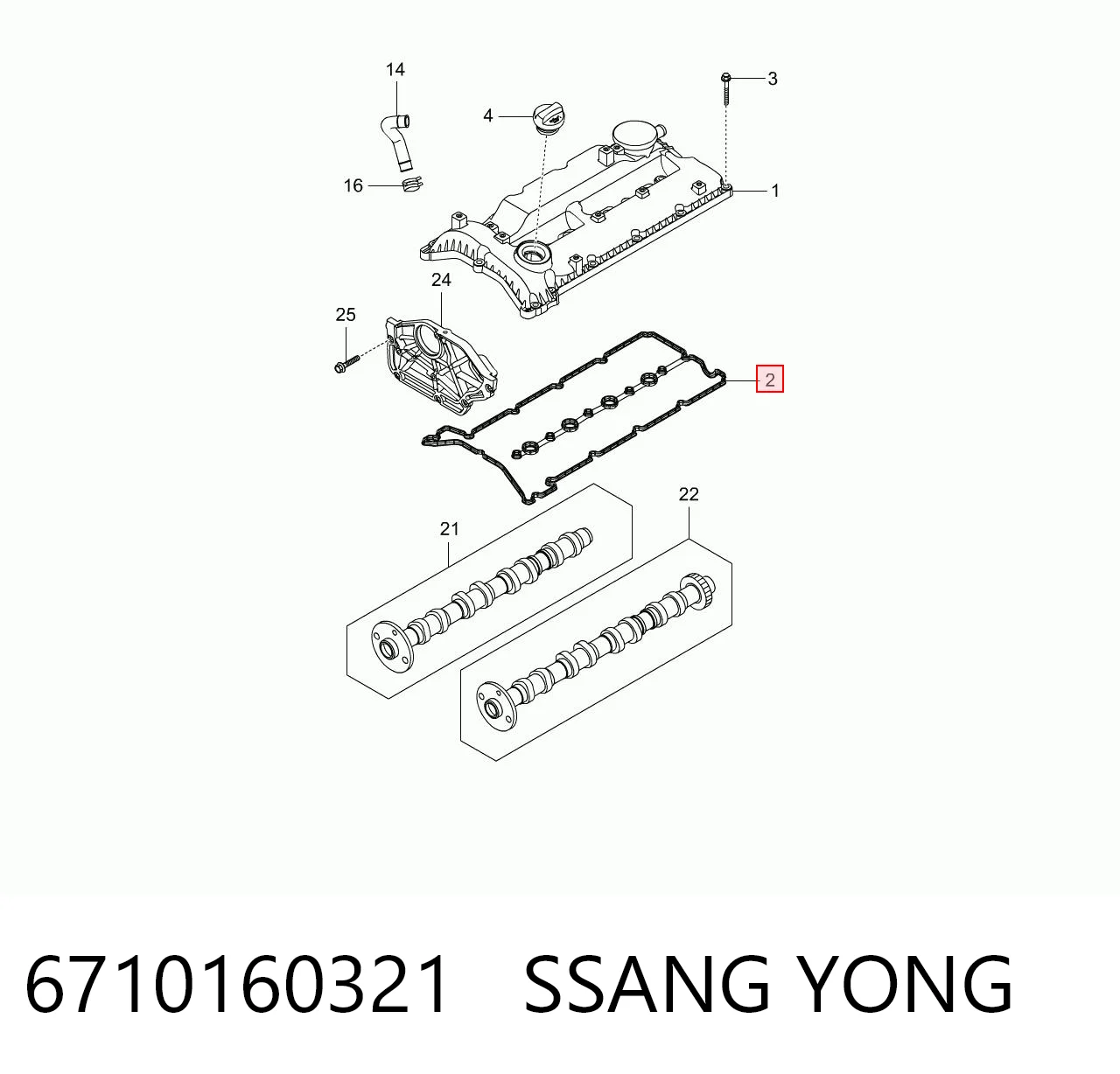 6710160321 Ssang Yong Uszczelka pokrywy zaworowej silnika