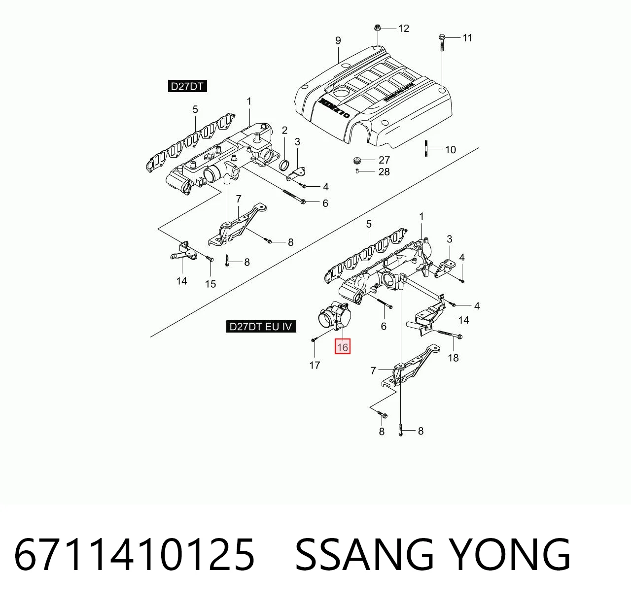6711410125 Ssang Yong Przepustnica, komplet