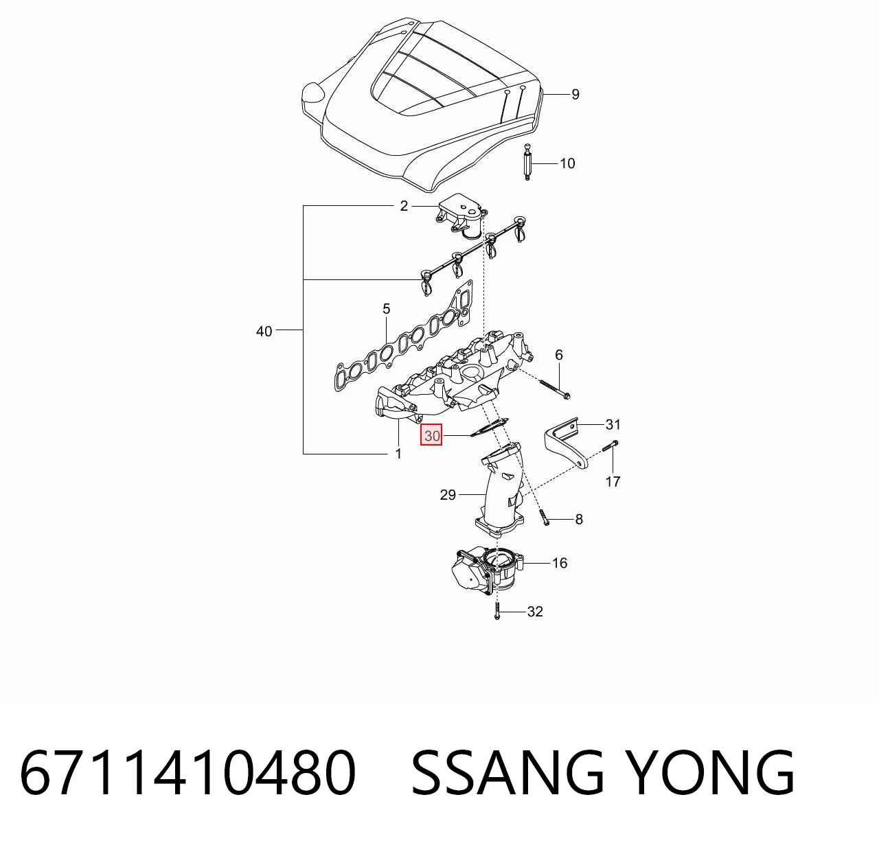 Uszczelka kolektora ssącego do SsangYong Actyon