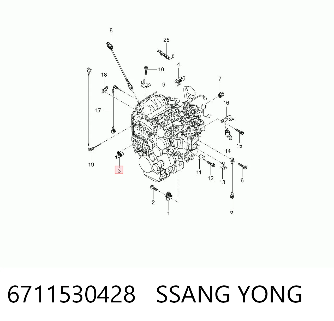 6711530428 Ssang Yong Czujnik położenia wałka rozrządu