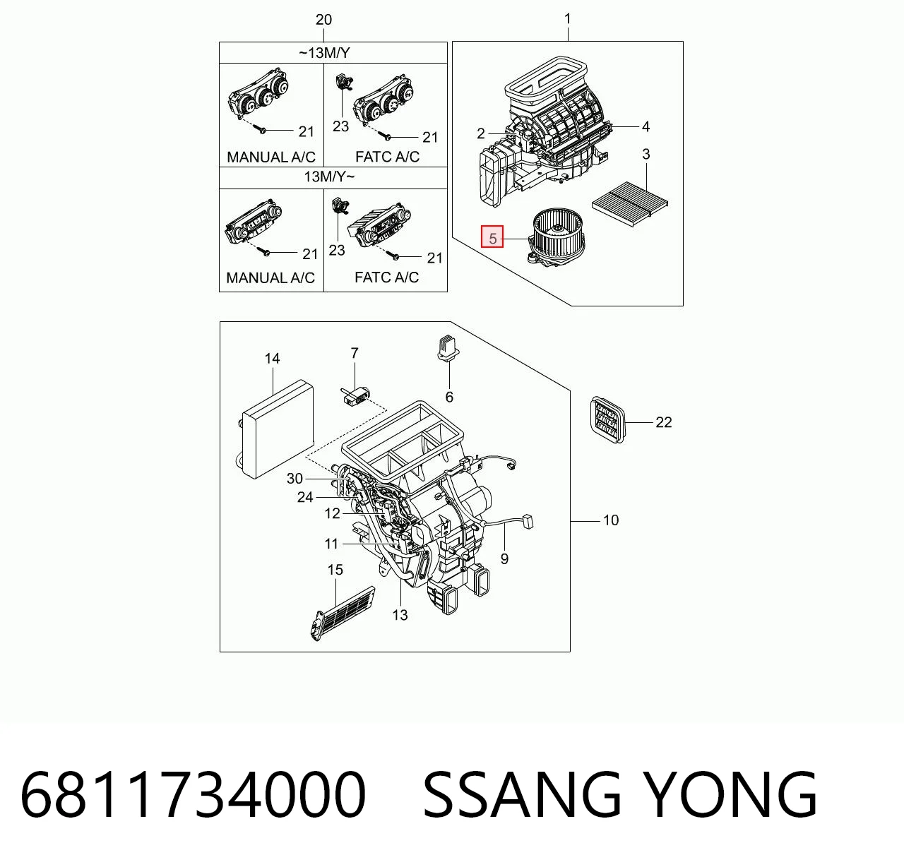6811734000 Ssang Yong Silniczek wentylatora nagrzewnicy (ogrzewacza wnętrza)