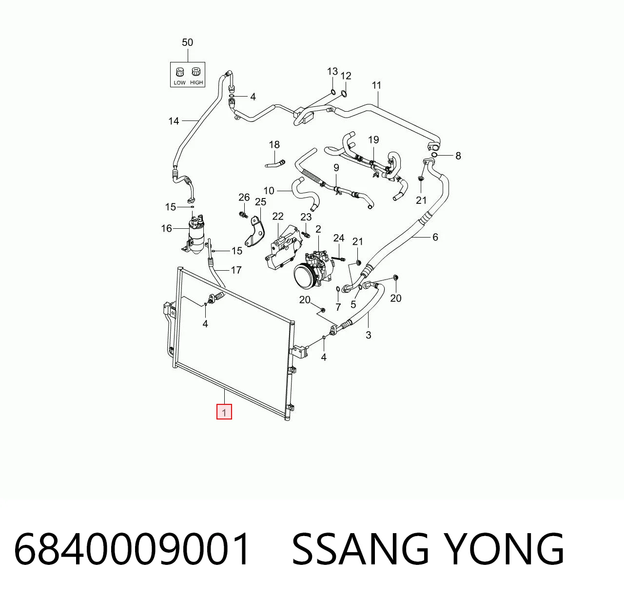 6840009001 Ssang Yong Chłodnica klimatyzacji