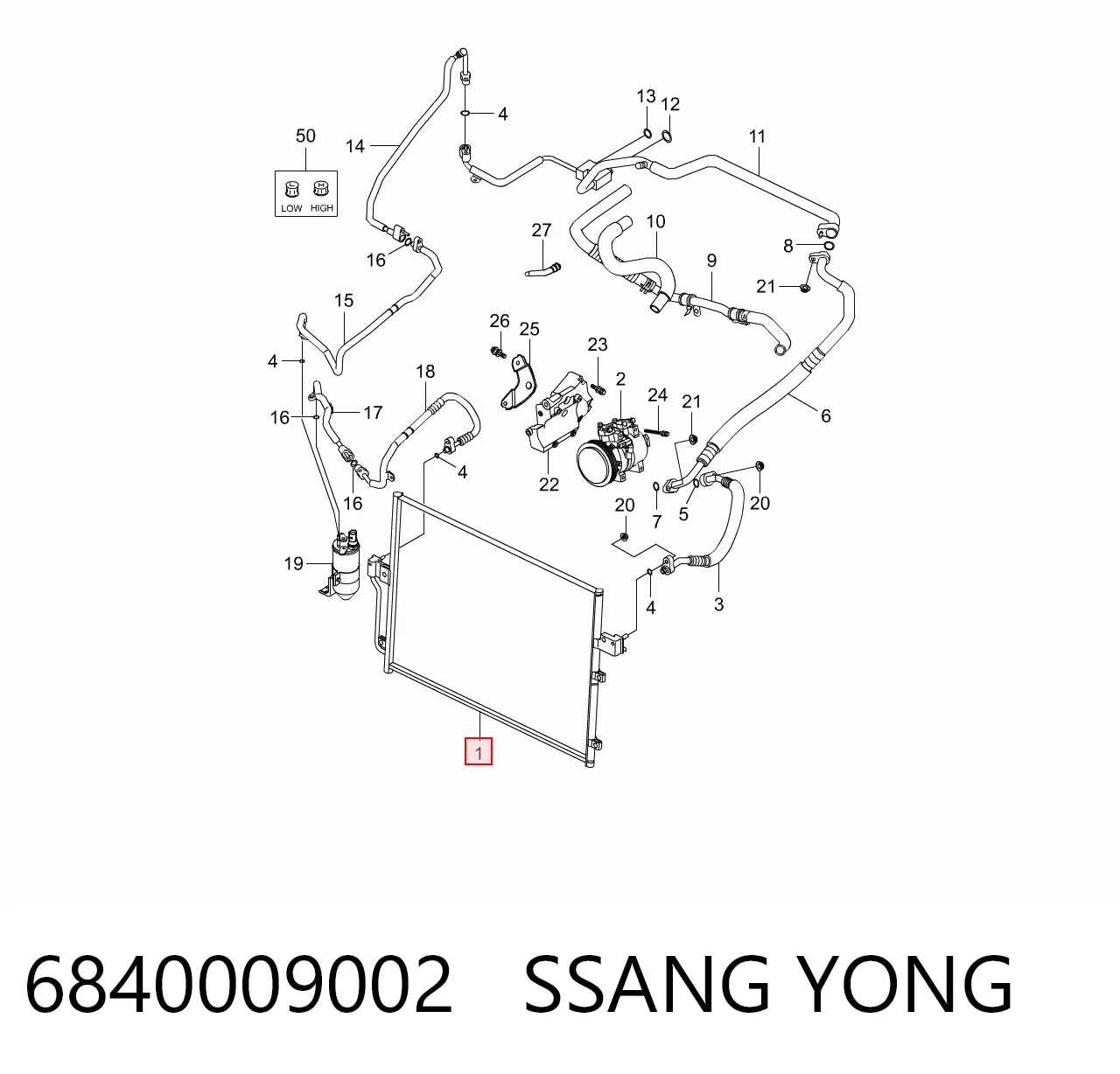 6840009002 Ssang Yong Chłodnica klimatyzacji