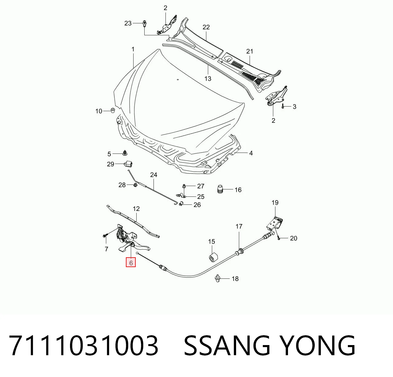Zamek maski do SsangYong Actyon  CJ