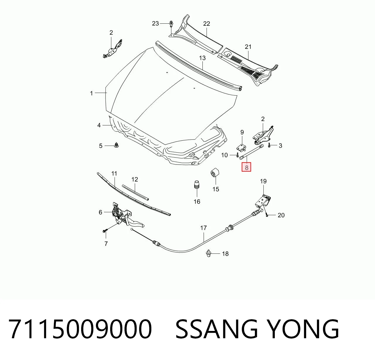 7115009000 Ssang Yong Amortyzator maski