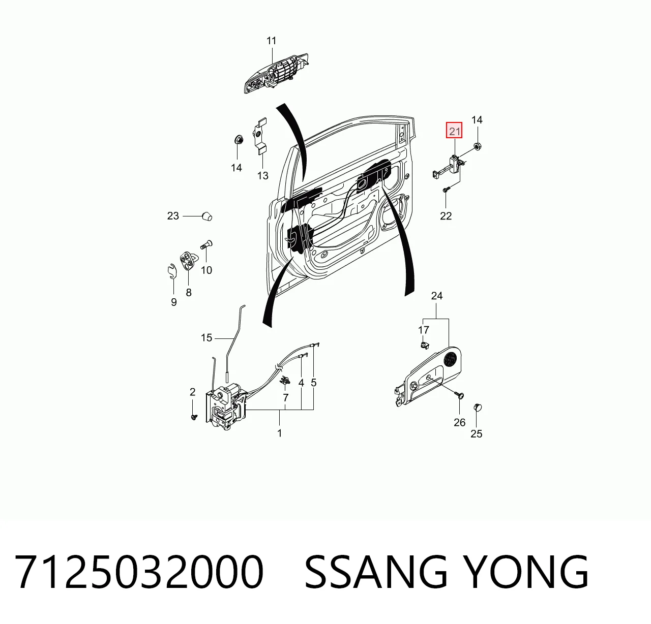 7125032000 Ssang Yong Ogranicznik drzwi przedni lewy