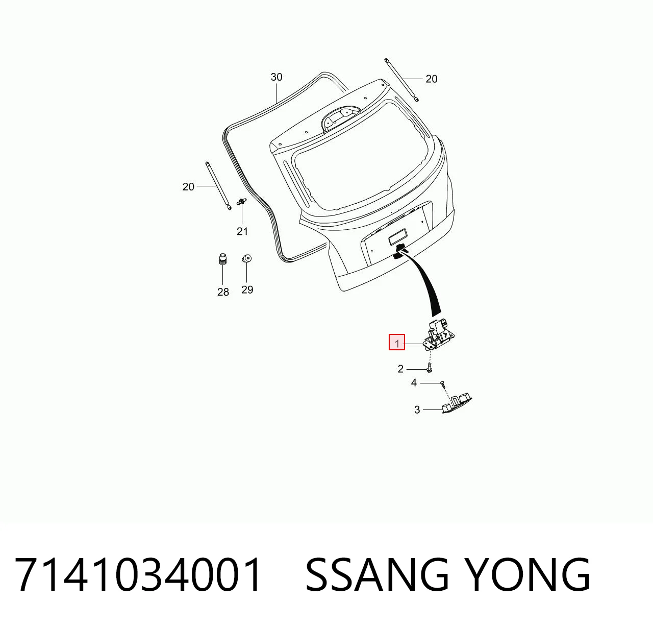 7141034001 Ssang Yong Zamek klapy bagażnika (3/5 drzwi tylnych)