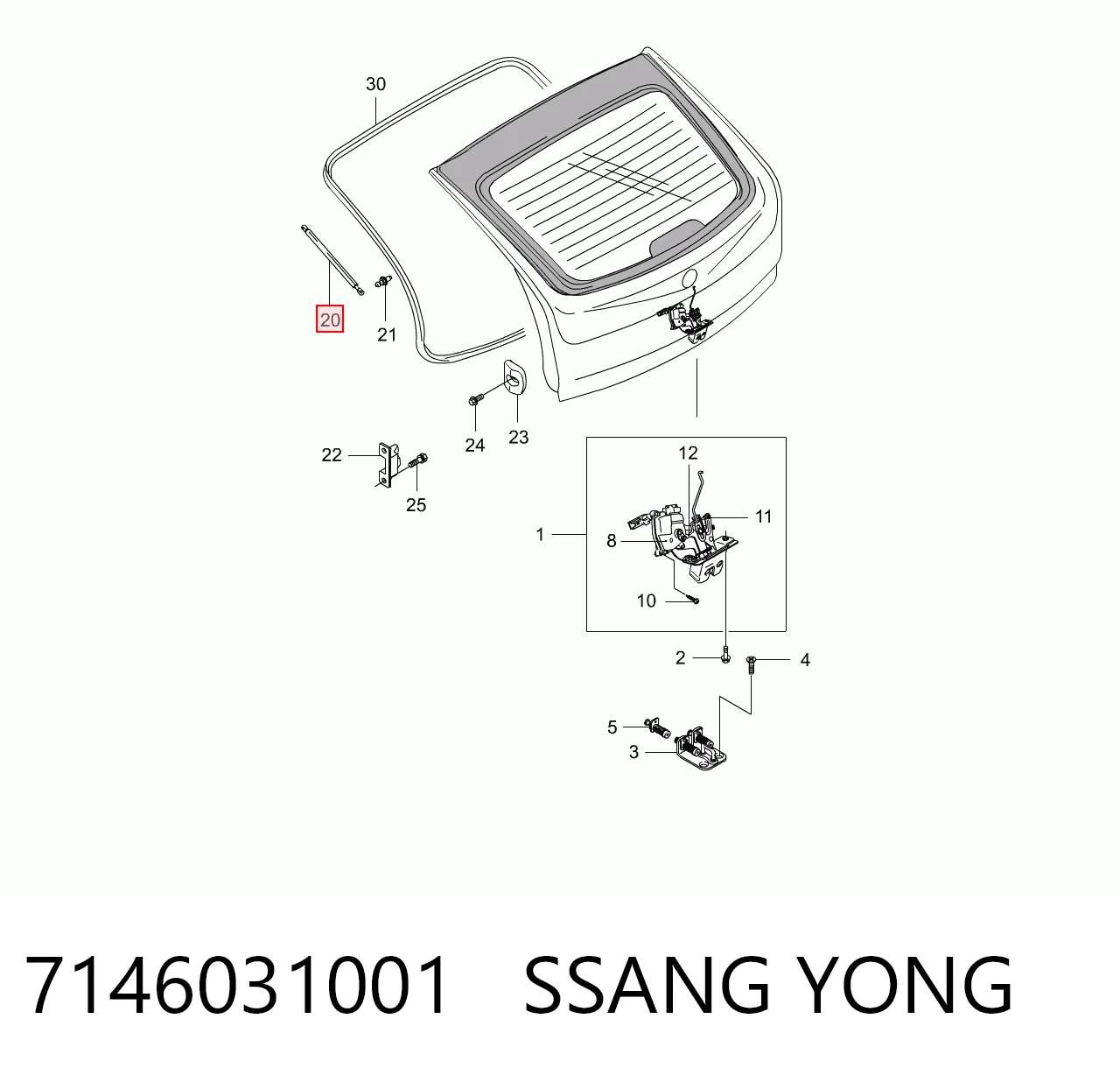Amortyzator klapy bagażnika (3/5 drzwi-tylnych) do SsangYong Actyon SPORTS QJ