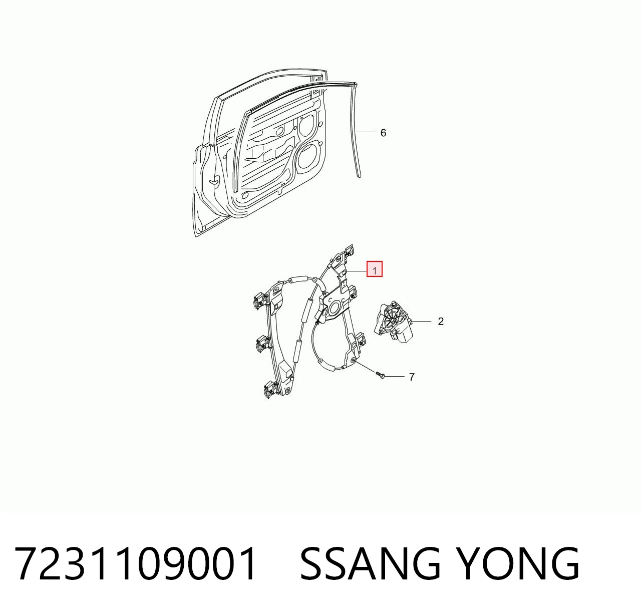 Mechanizm podnoszenia szyby drzwi przednich lewych do SsangYong Kyron  