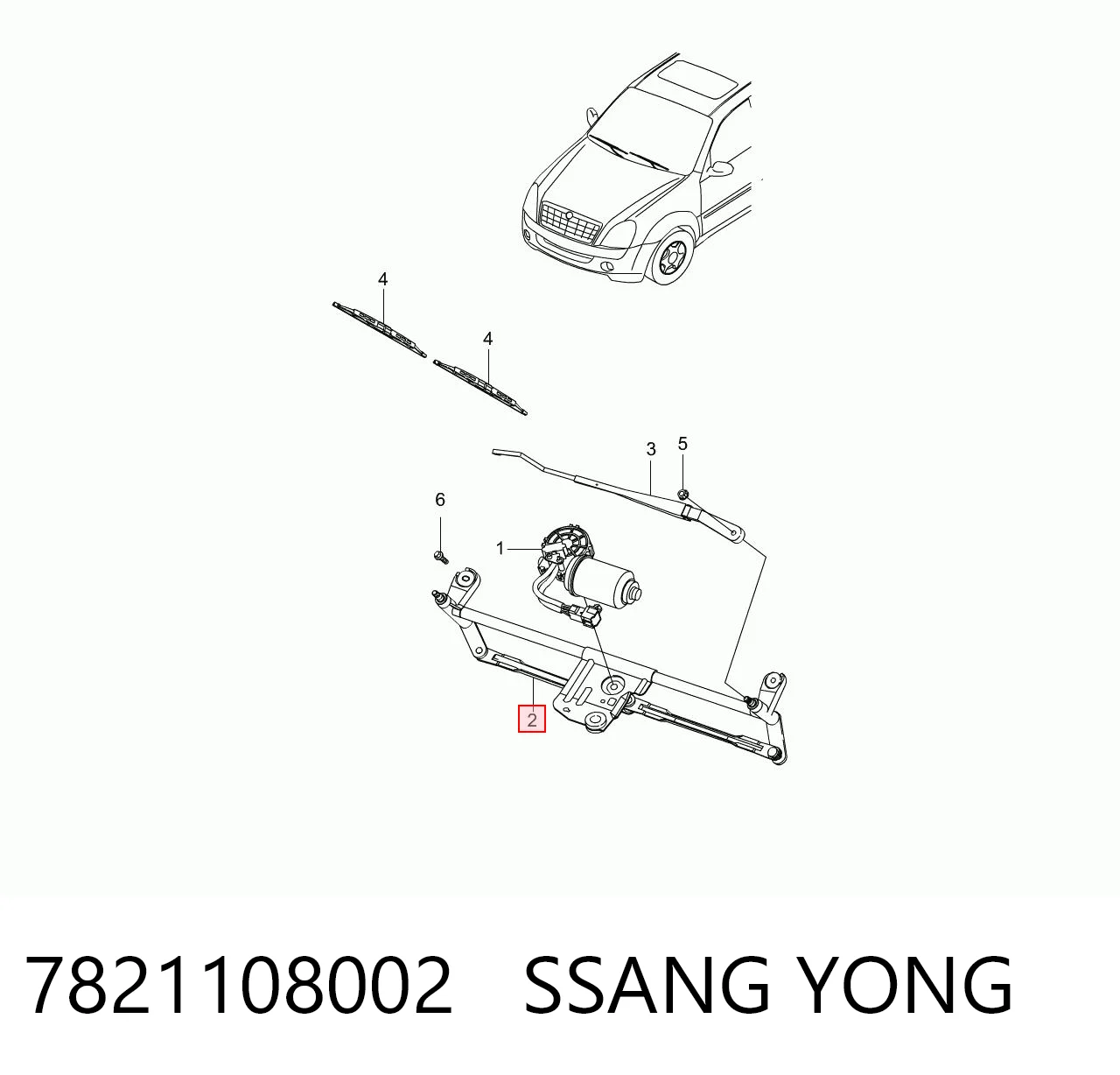 Mechanizm wycieraczek do SsangYong Rexton I RJ