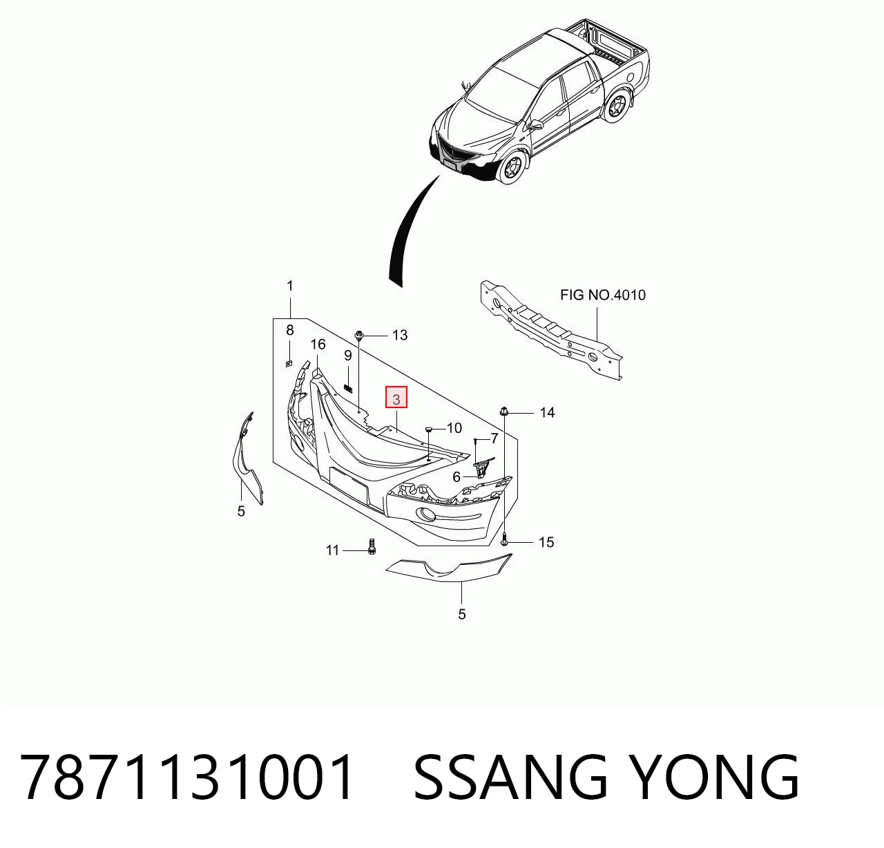 Zderzak przedni do SsangYong Actyon  CJ