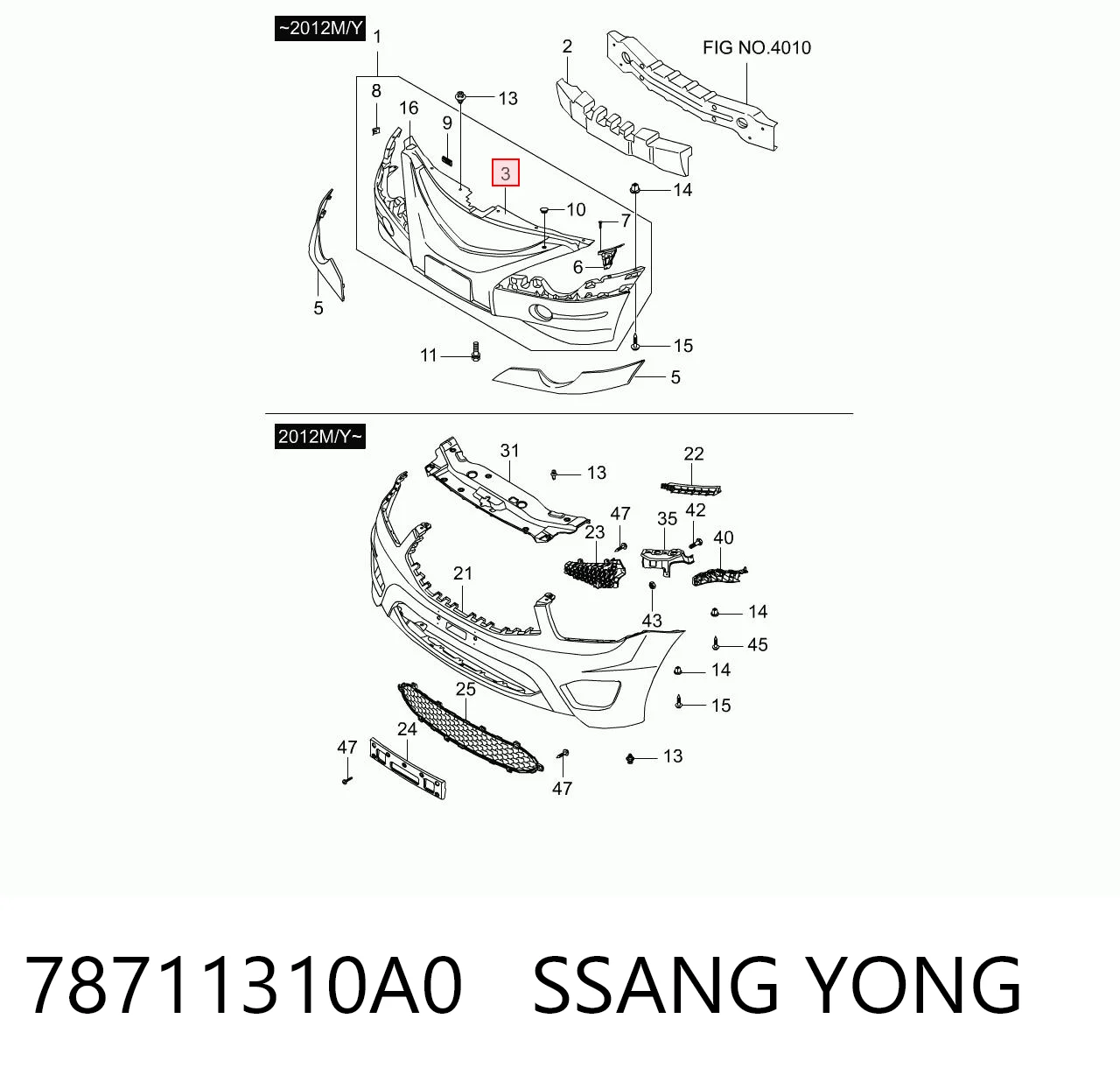 Zderzak przedni SsangYong Actyon SUV (CJ) (2006 - 2012) cena, od 378,90 USD