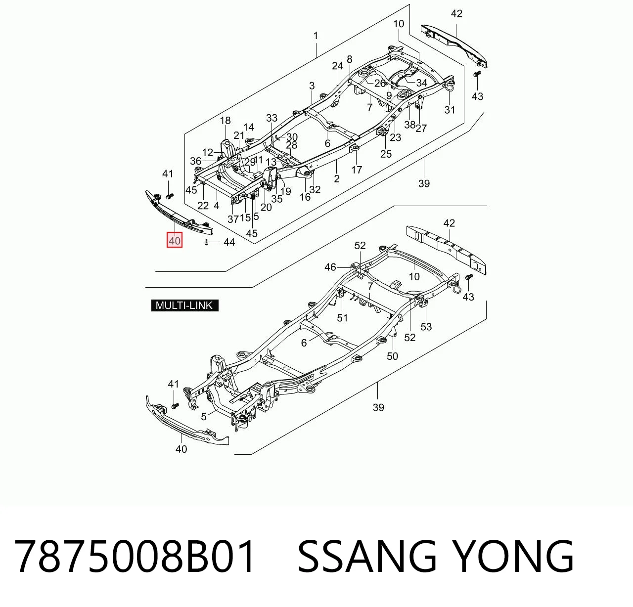 Wzmocnienie zderzaka przedniego do SsangYong Rexton I RJN