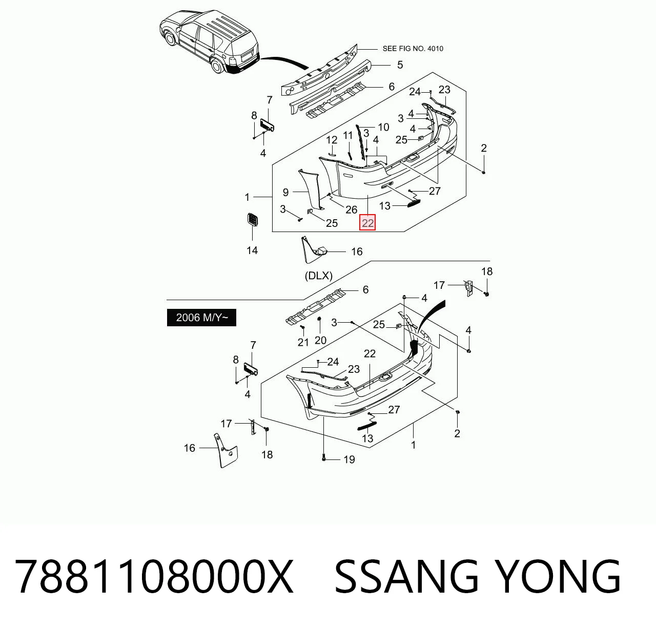 Zderzak tylny do SsangYong Rexton RJ