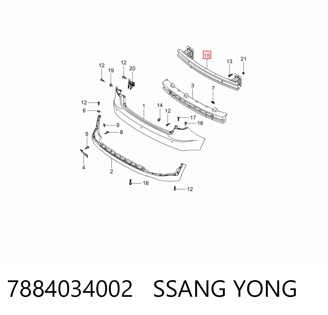 Wzmocnienie zderzaka tylnego do SsangYong Actyon  