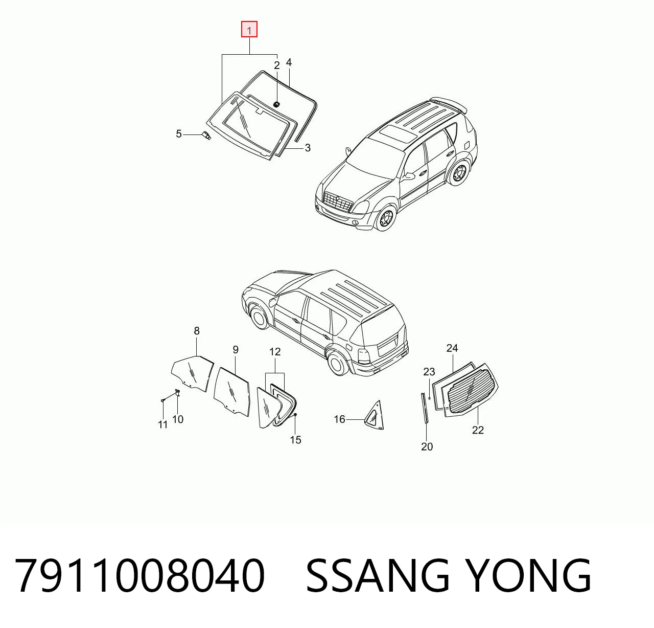 Szyba przednia do SsangYong Rexton RJ