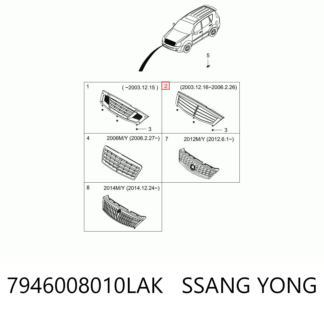 Atrapa chłodnicy do SsangYong Rexton I RJ