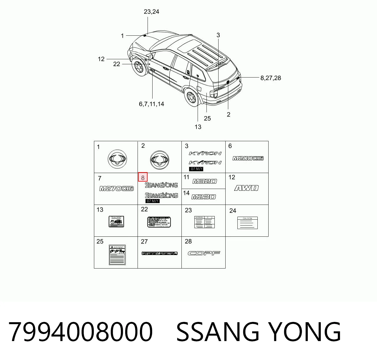 Kupić Emblemat na klapę bagaznika (znaczek firmowy) SsangYong Korando w dobrej cenie