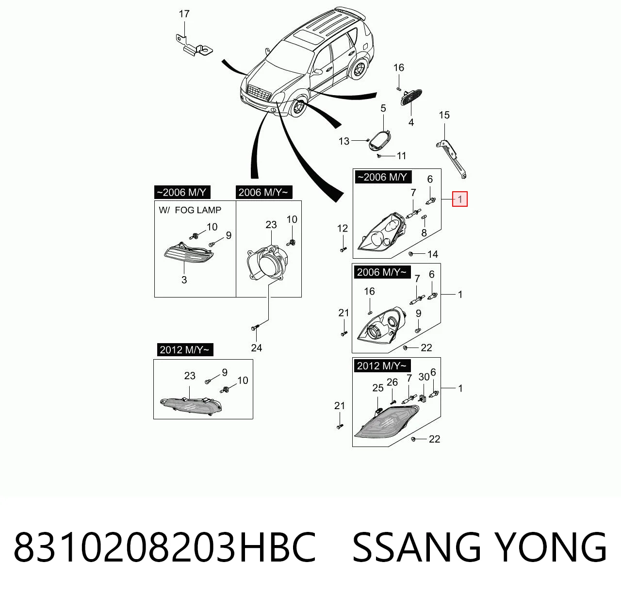 Reflektor prawy SsangYong Rexton I SUV (RJ) (2002 - 2006) cena, od 169,15 USD