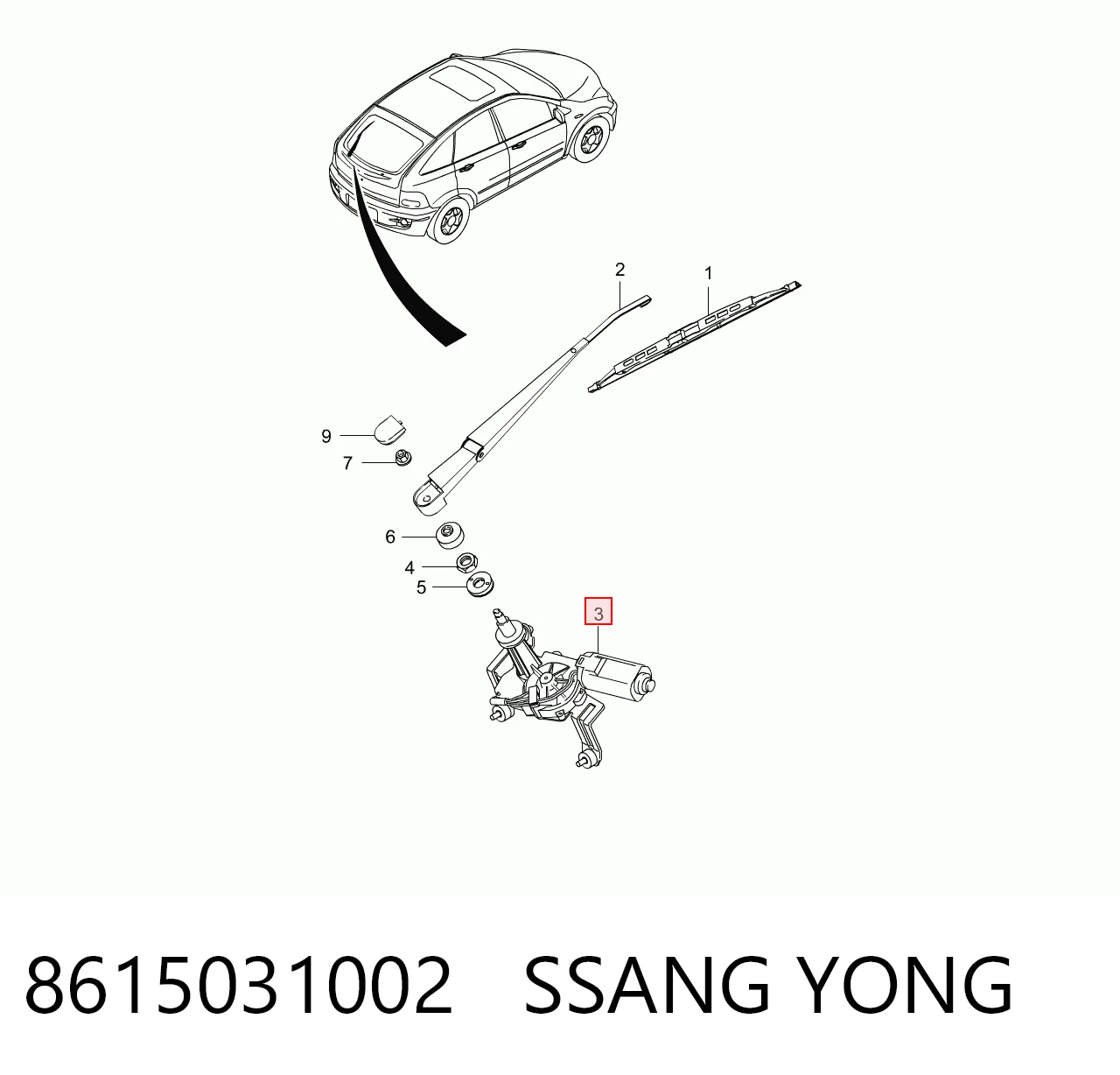 Silniczek wycieraczki tylnej szyby SsangYong Actyon SUV (CJ) (2006 - 2012) cena, od 89,65 USD