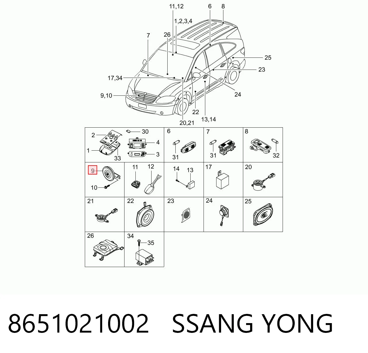 Sygnał dźwiękowy (klakson) do SsangYong Kyron  