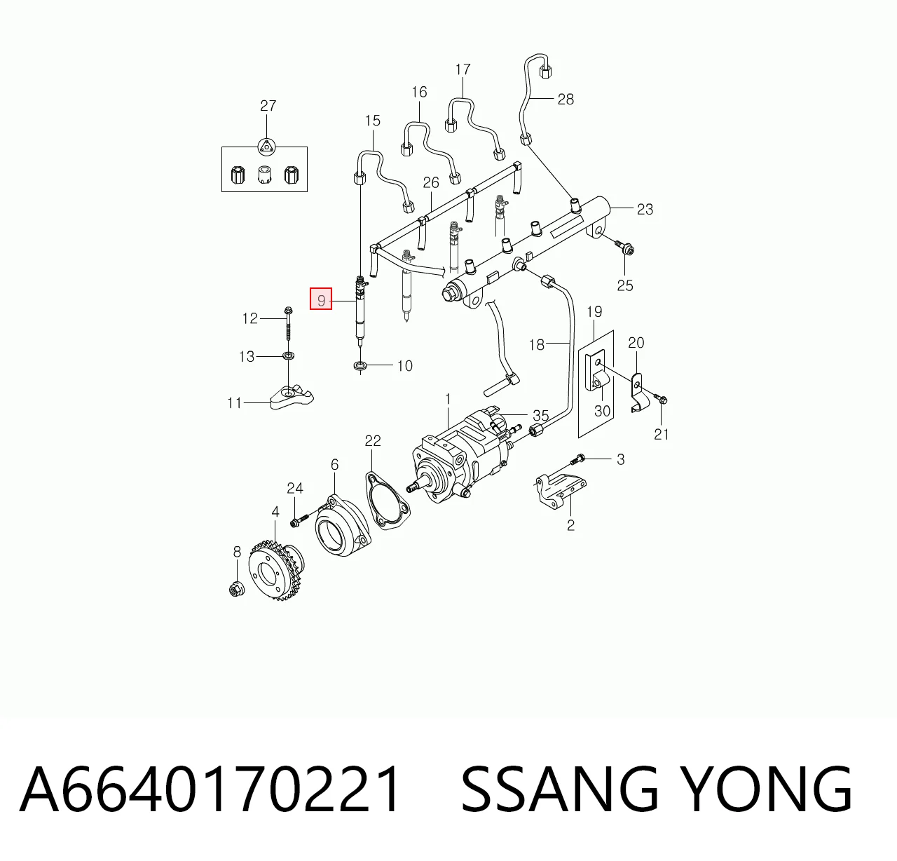 A6640170221 Ssang Yong Wtryskiwacz paliwa