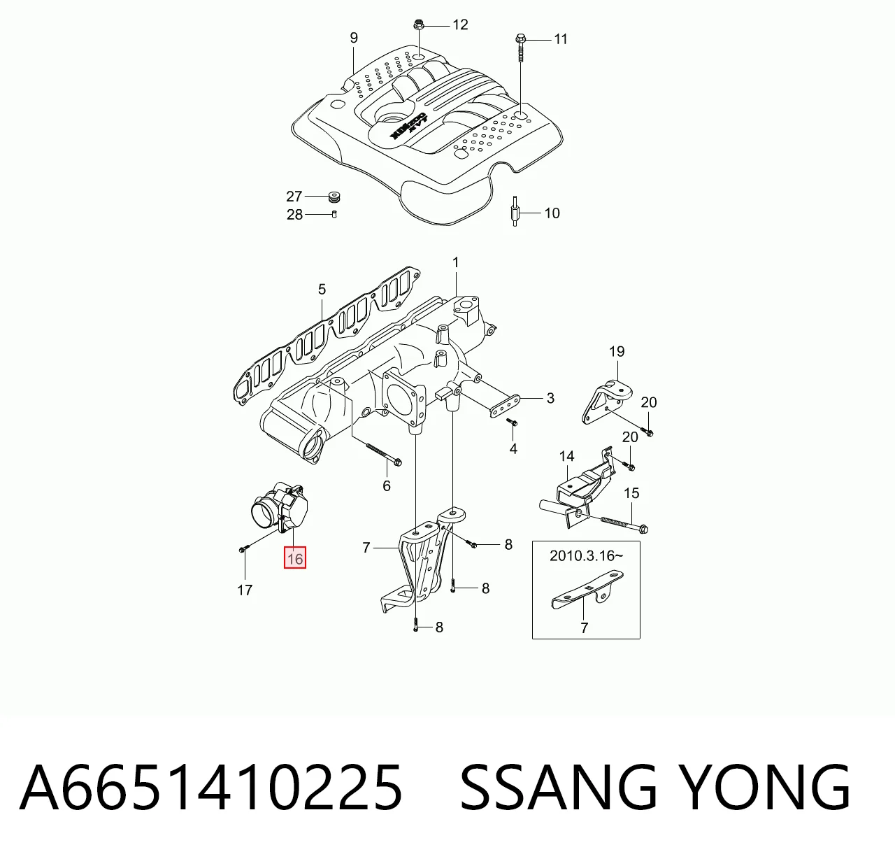 A6651410225 Ssang Yong Przepustnica, komplet