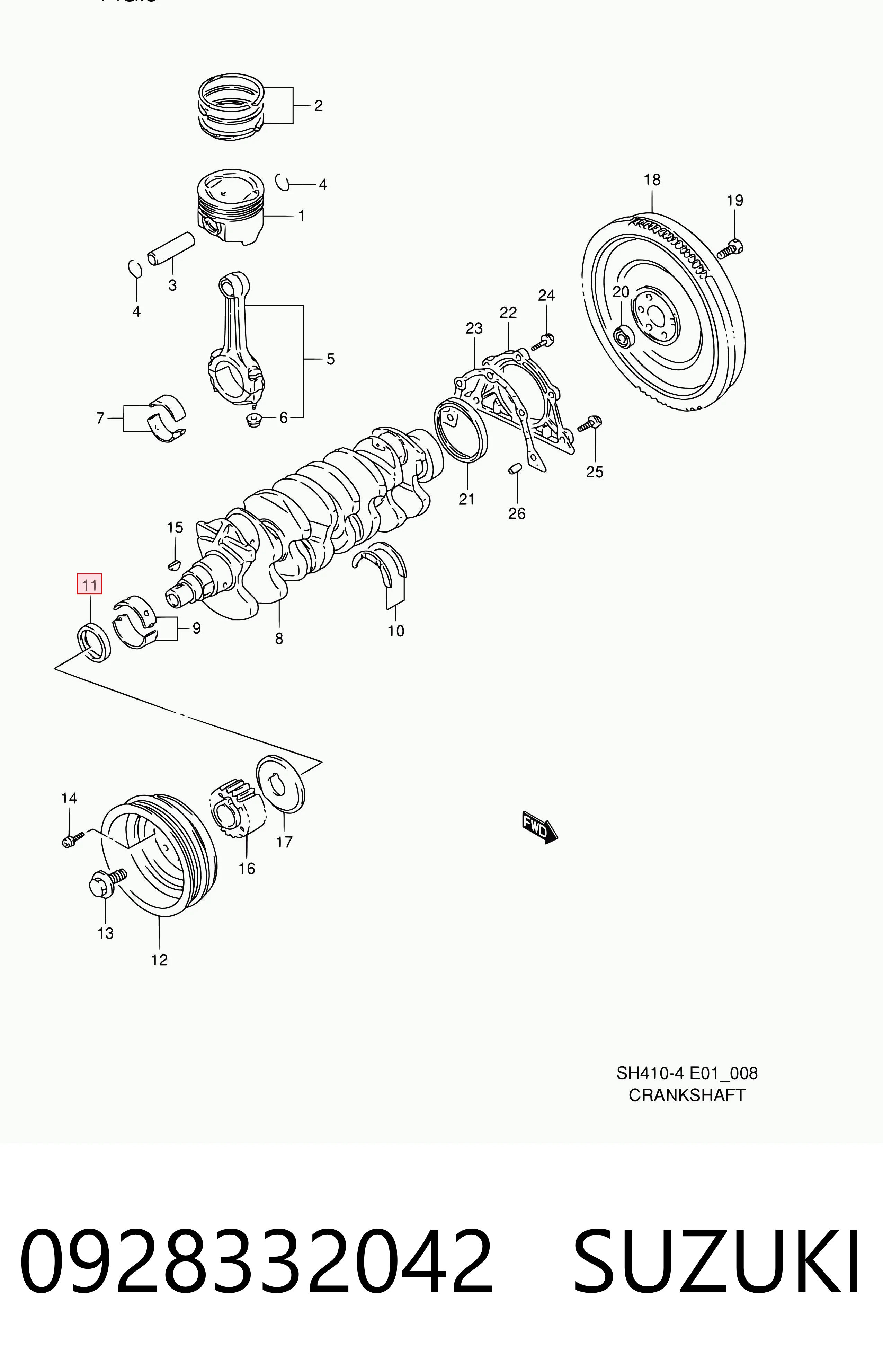 Do koszyka 928332042 Subaru Uszczelniacz wałka rozrządu silnika