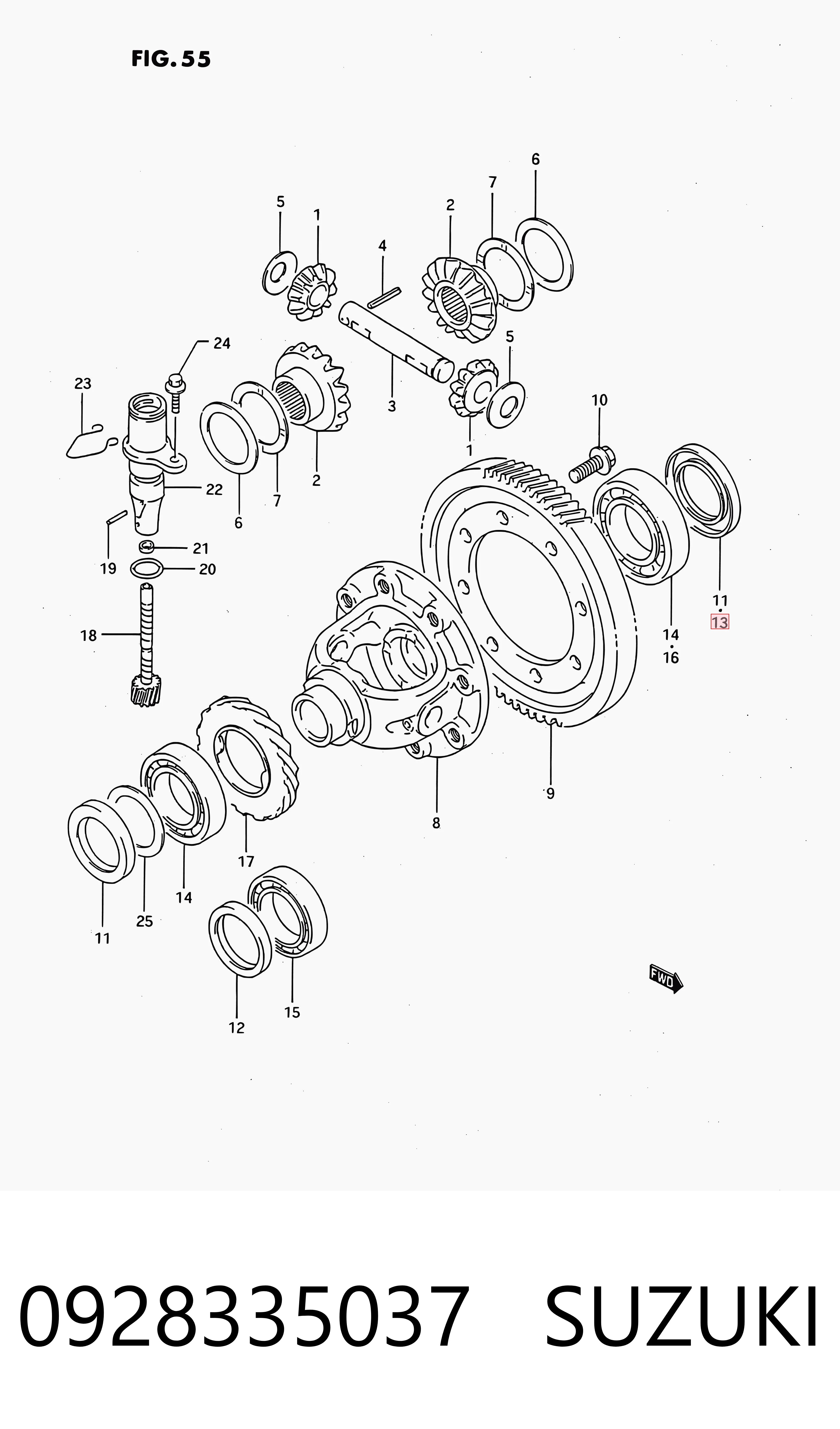 0928335037 Suzuki Uszczelniacz półosi lewej mostu przedniego
