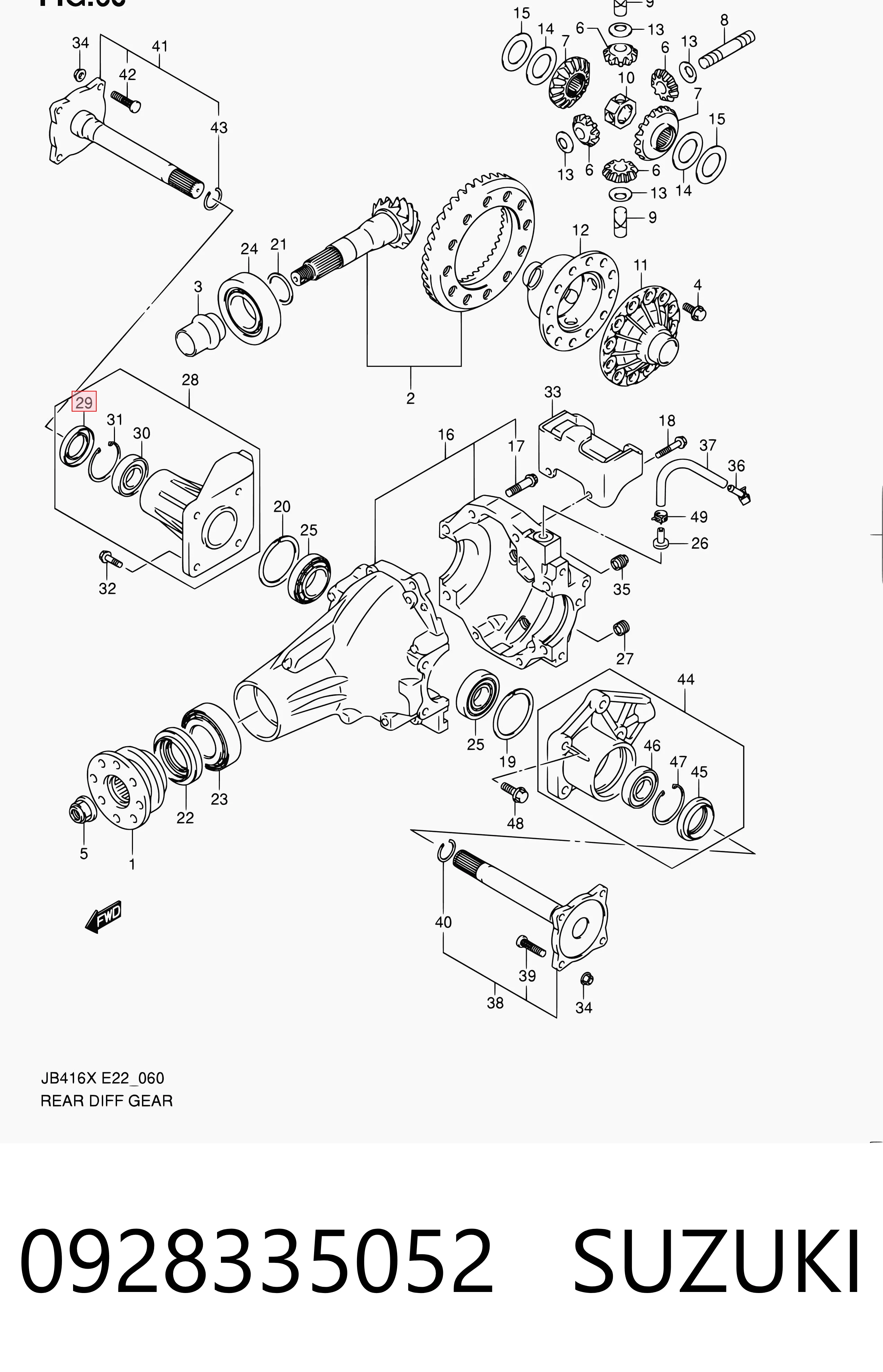 0928335052 Suzuki Uszczelniacz reduktora mostu przedniego