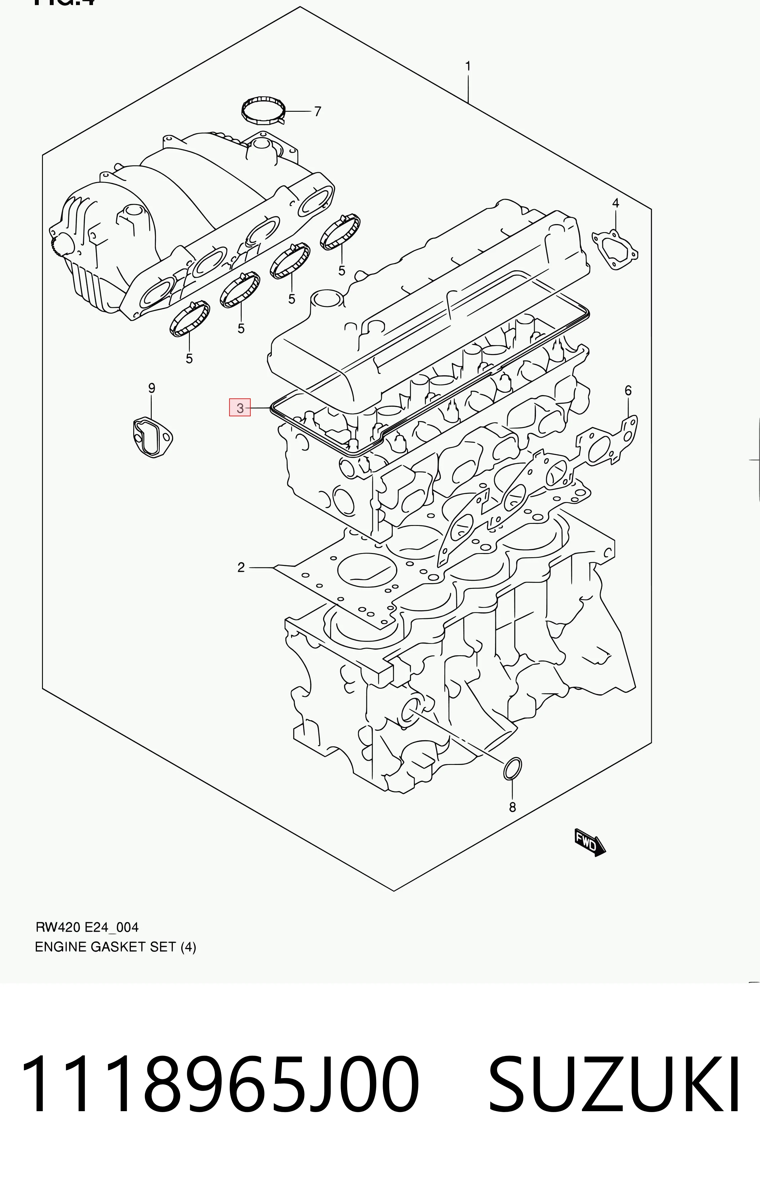 1118965J00 Suzuki Uszczelka pokrywy zaworowej silnika