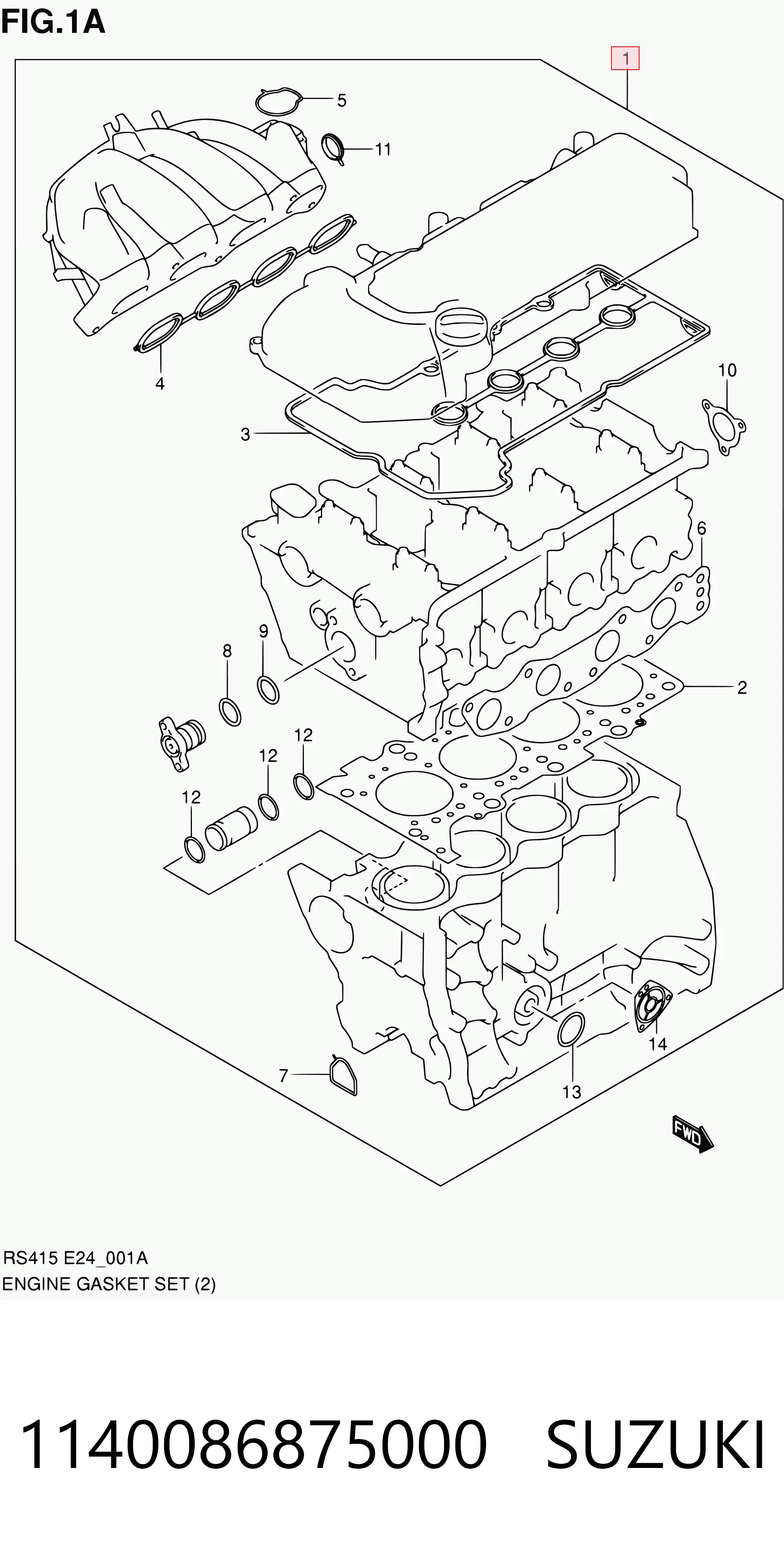 1140086872 Subaru Zestaw uszczelek silnika górny