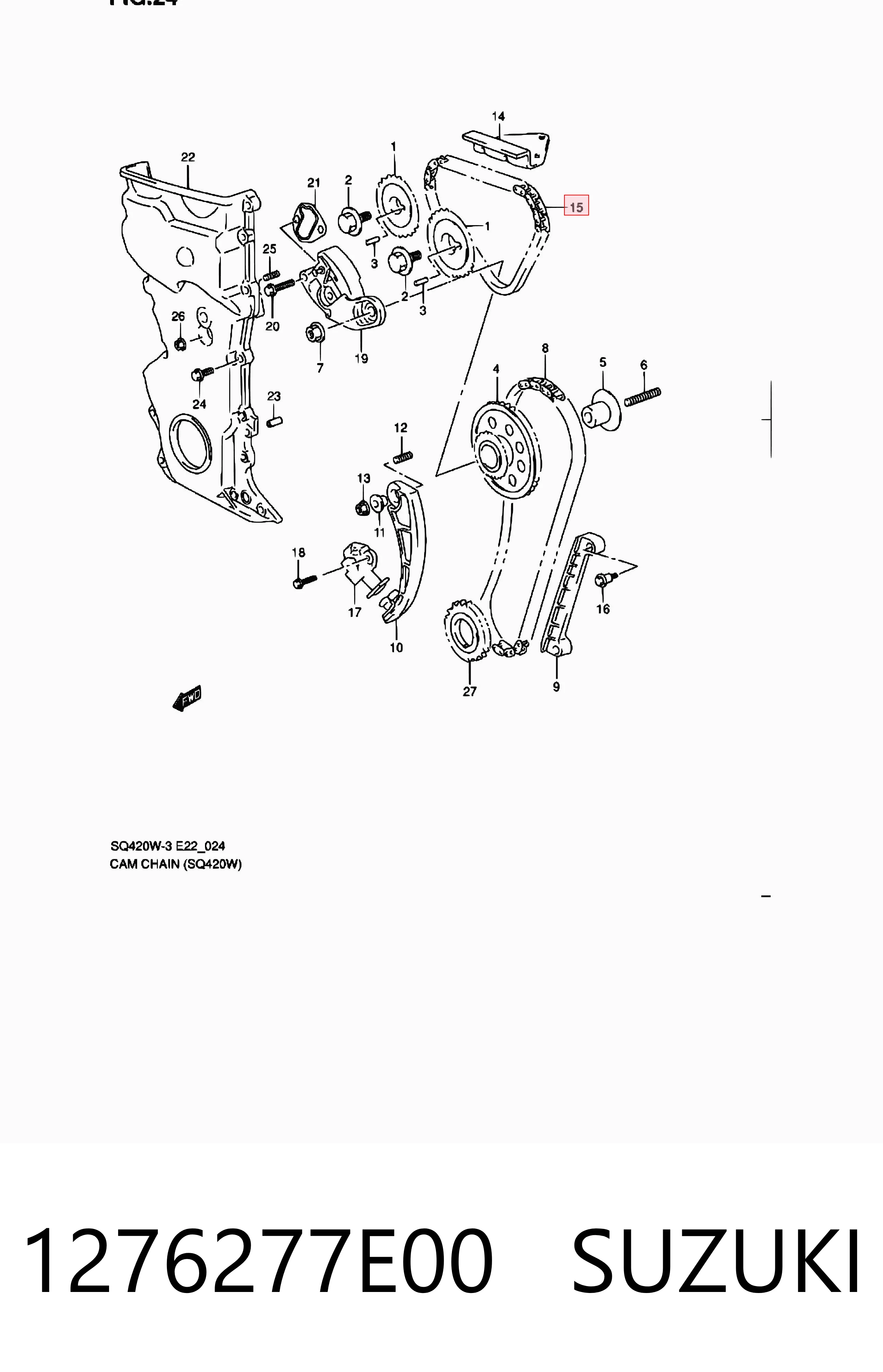 1276277E00 Suzuki Łańcuch rozrządu wtórny