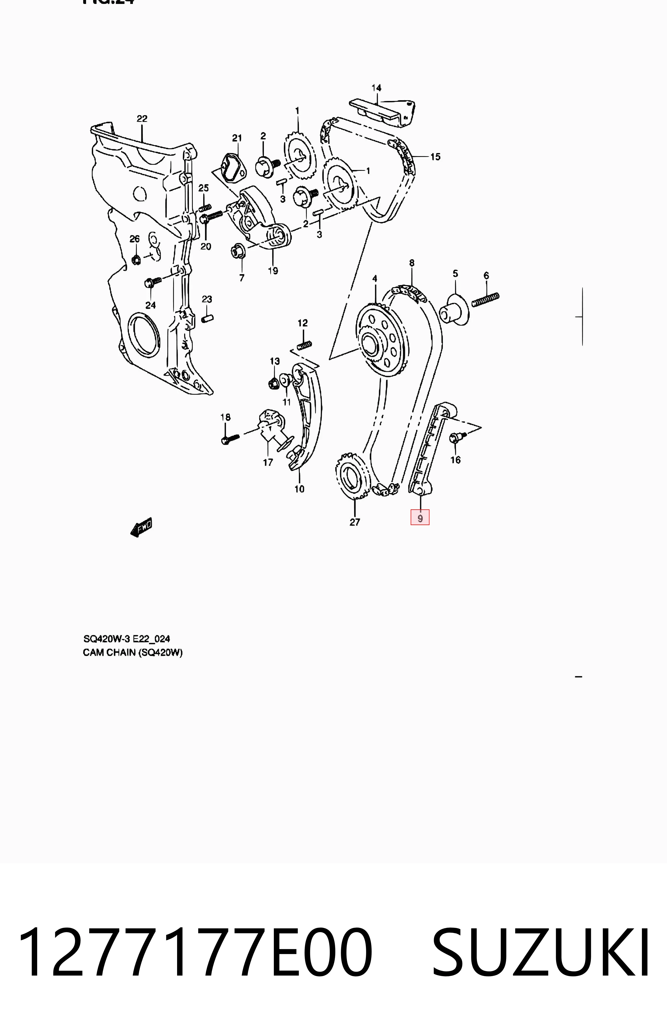1277177E00 Suzuki Tłumik drgań łańcucha rozrządu, lewy