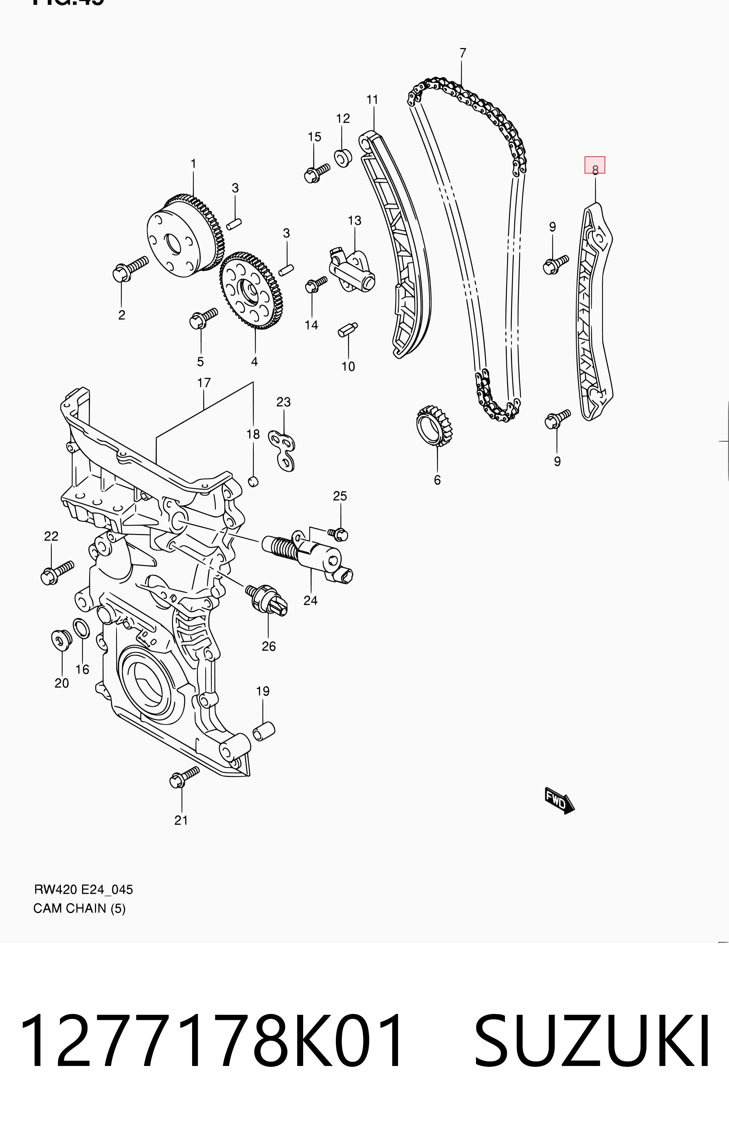 1277178K01 Suzuki Tłumik drgań łańcucha rozrządu