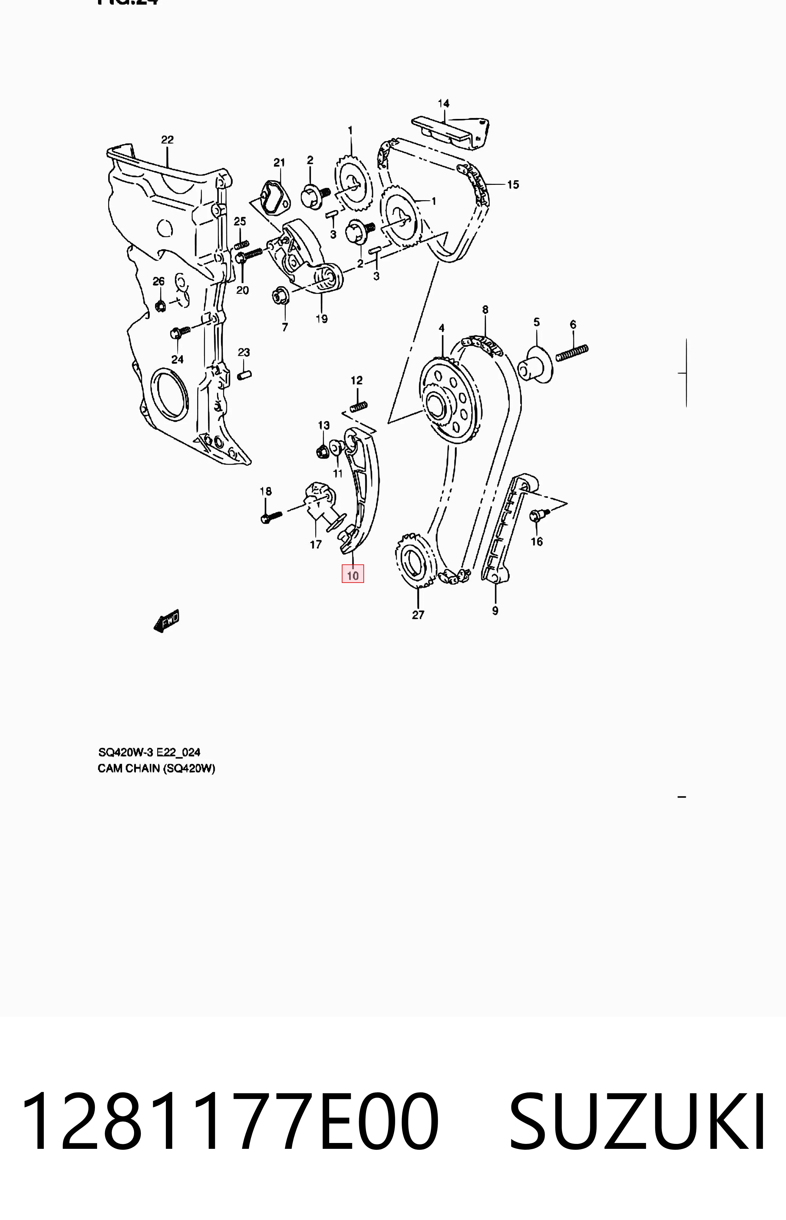 1281177E00 Suzuki Prowadnica napinacza łańcucha rozrządu