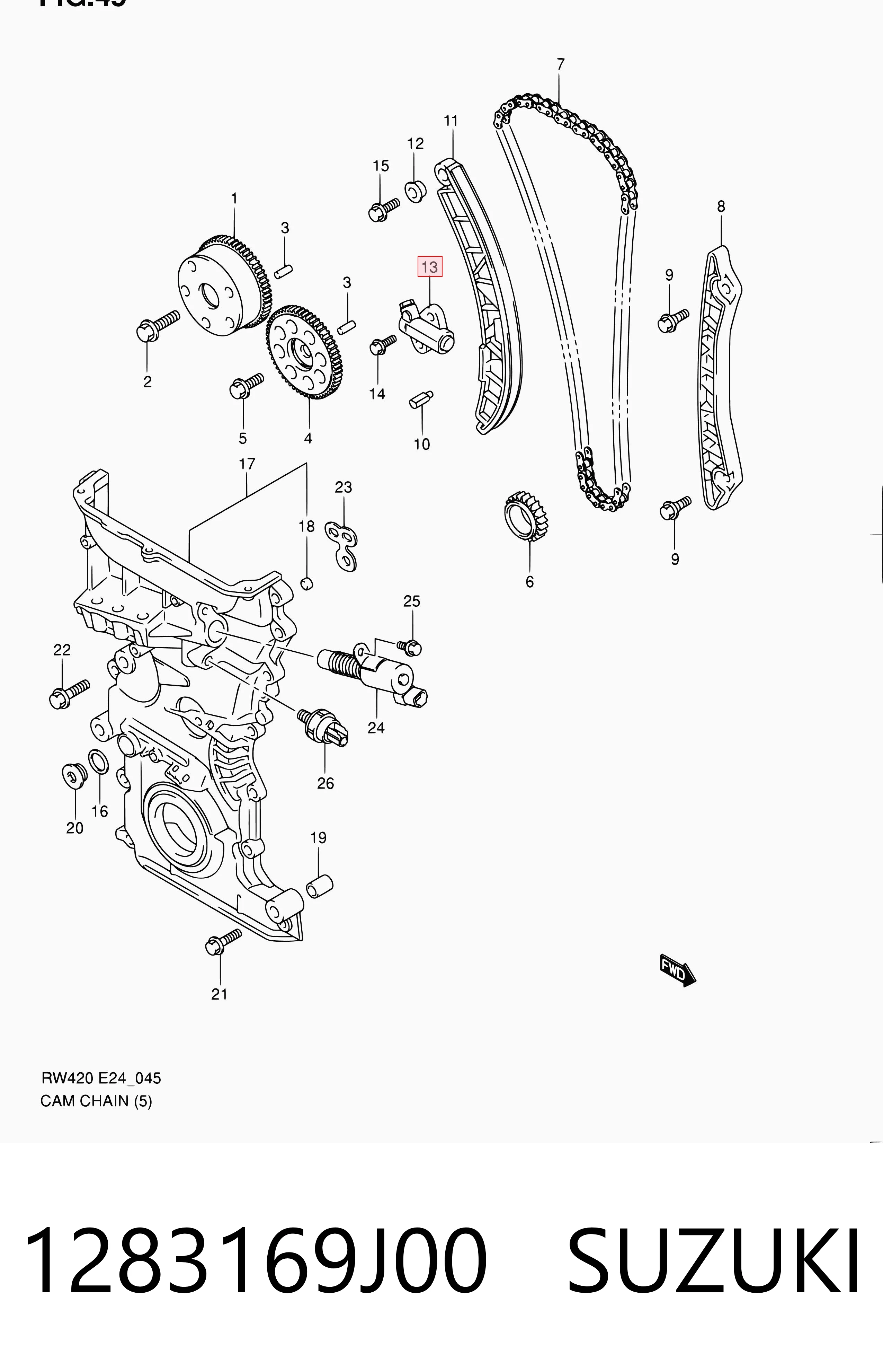 1283169J00 Suzuki Napinacz łańcucha rozrządu