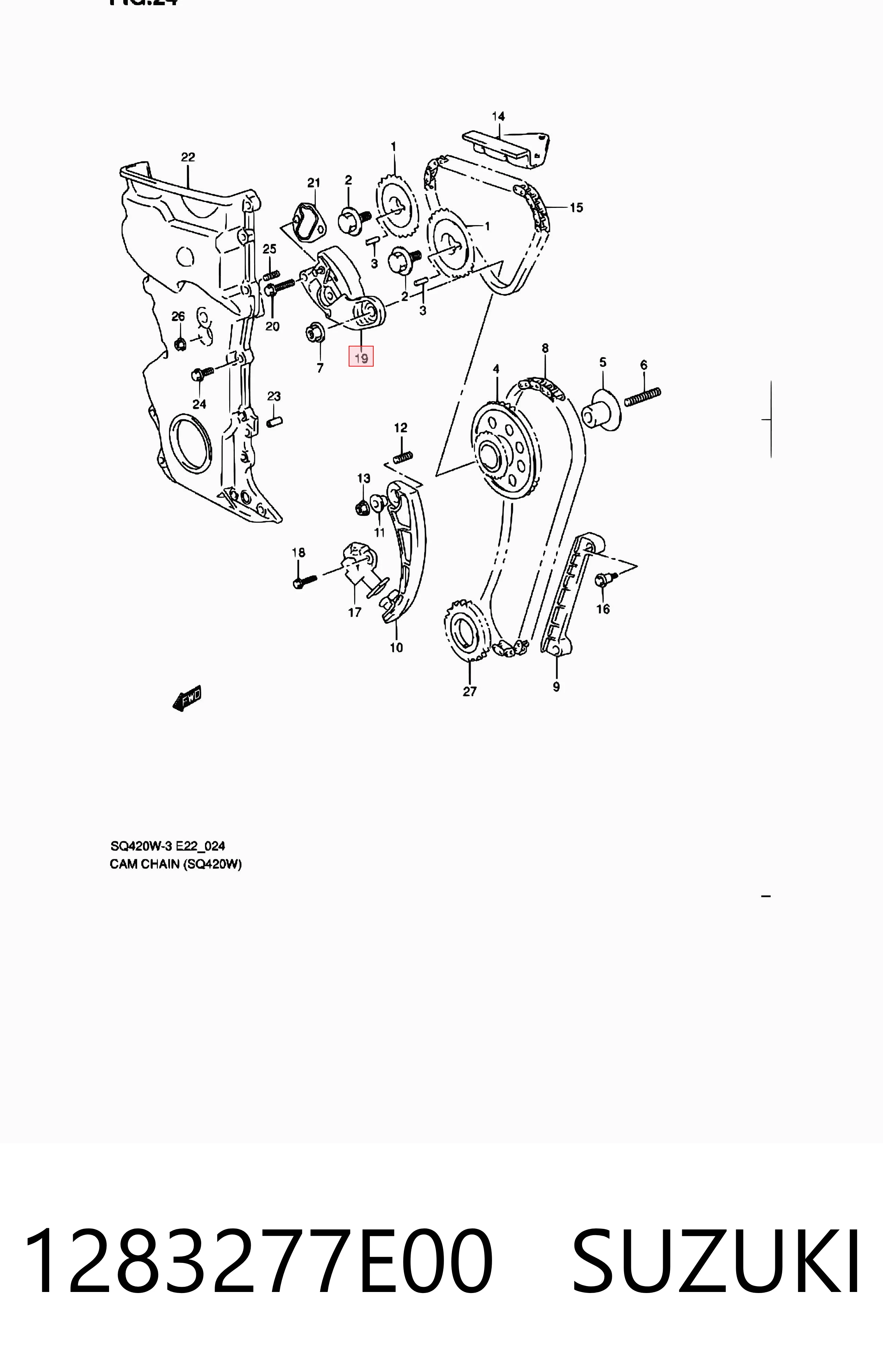 1283277E00 Suzuki Napinacz łańcucha wałków rozrządu