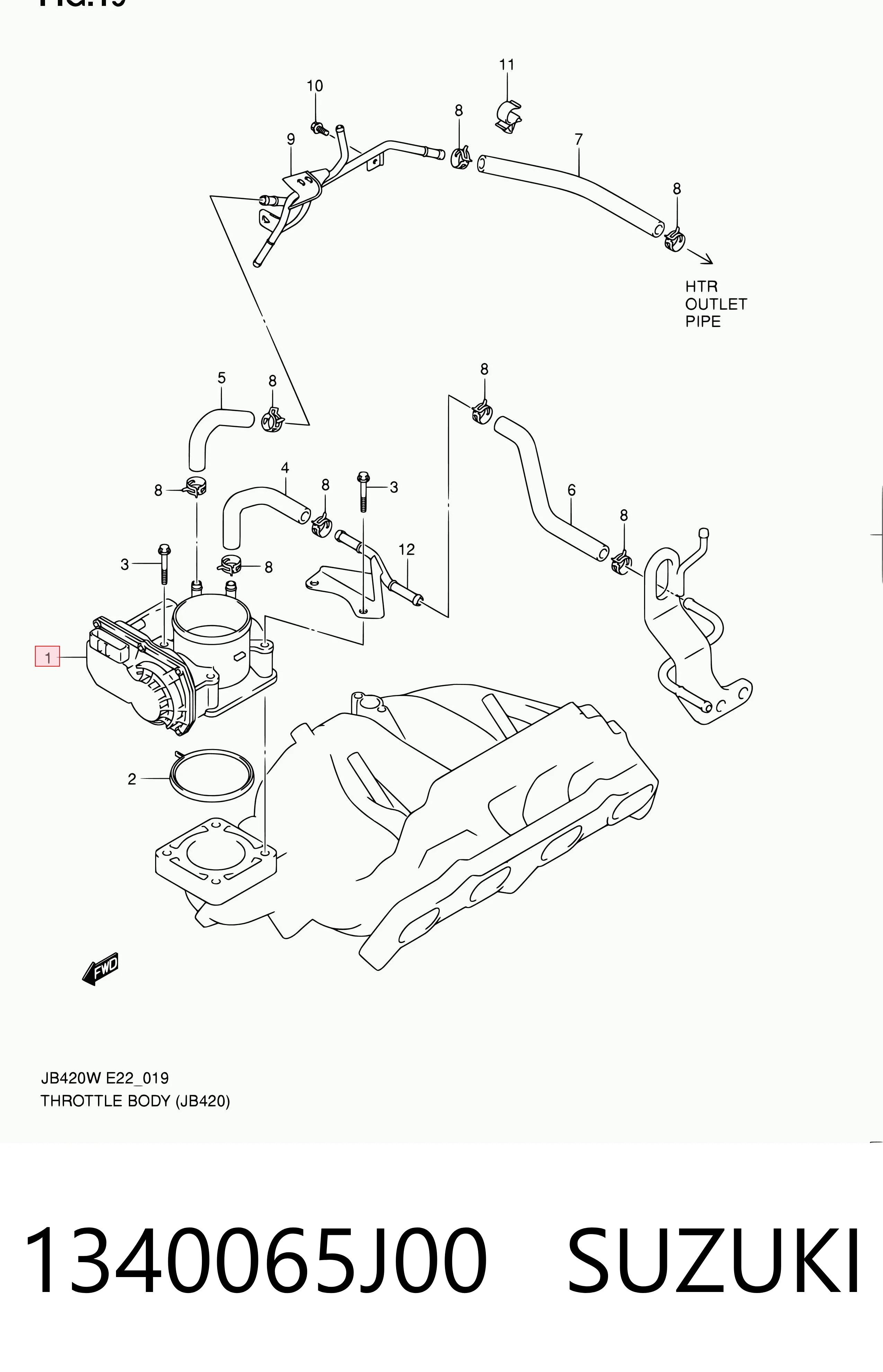 1340065J00 Suzuki Przepustnica, komplet