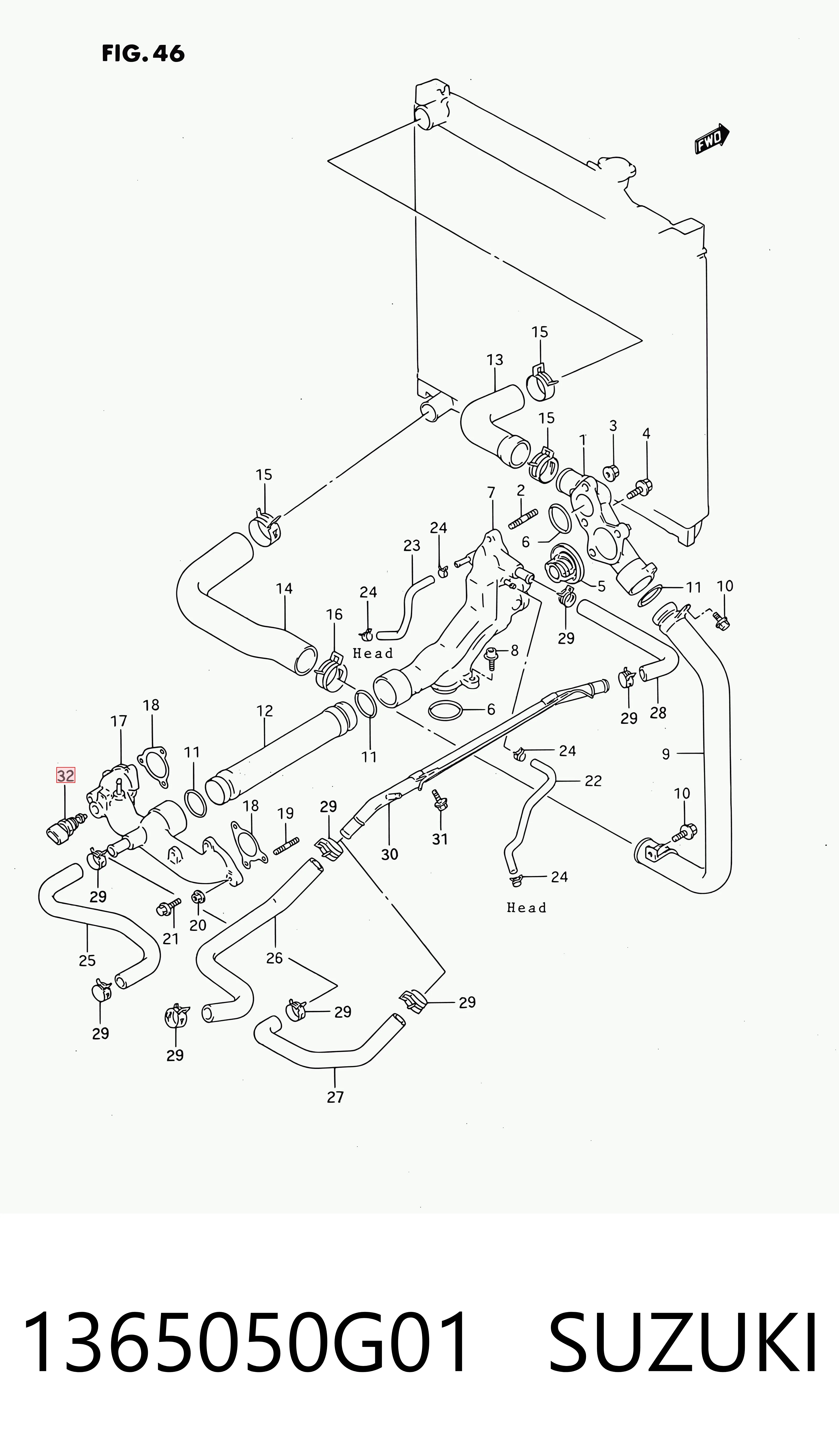 1365050G01 Suzuki Czujnik temperatury płynu chłodzącego