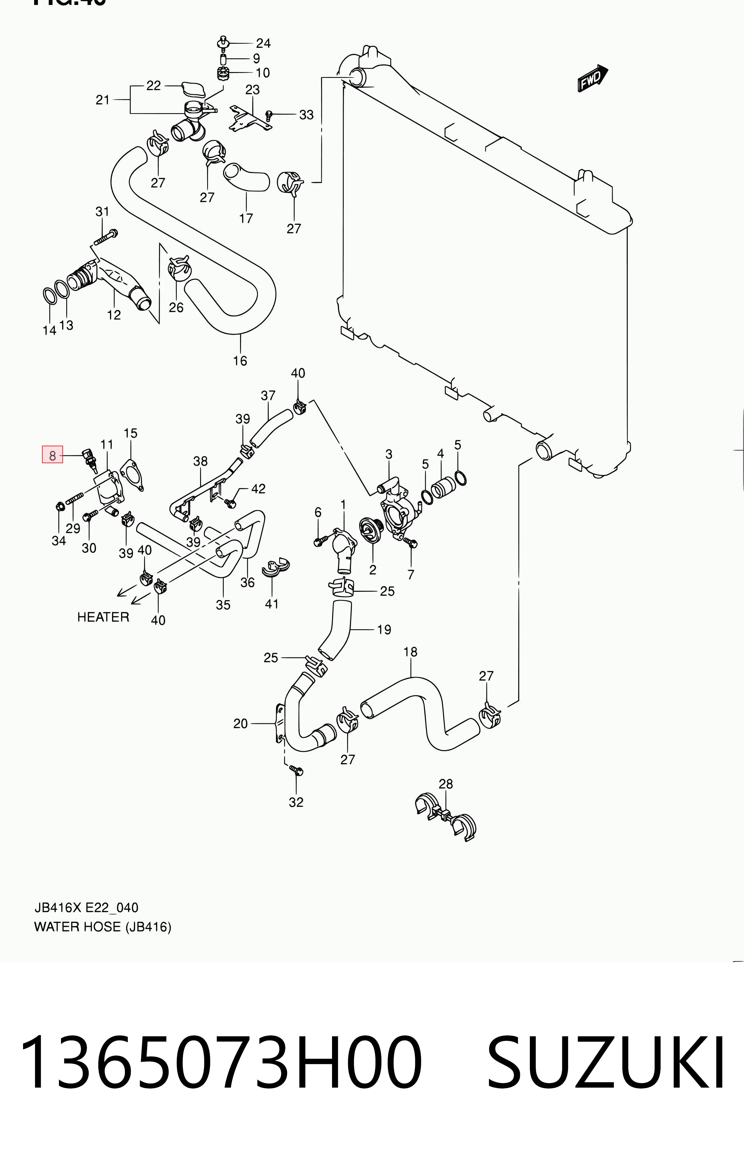 1365073H00 Suzuki Czujnik temperatury płynu chłodzącego