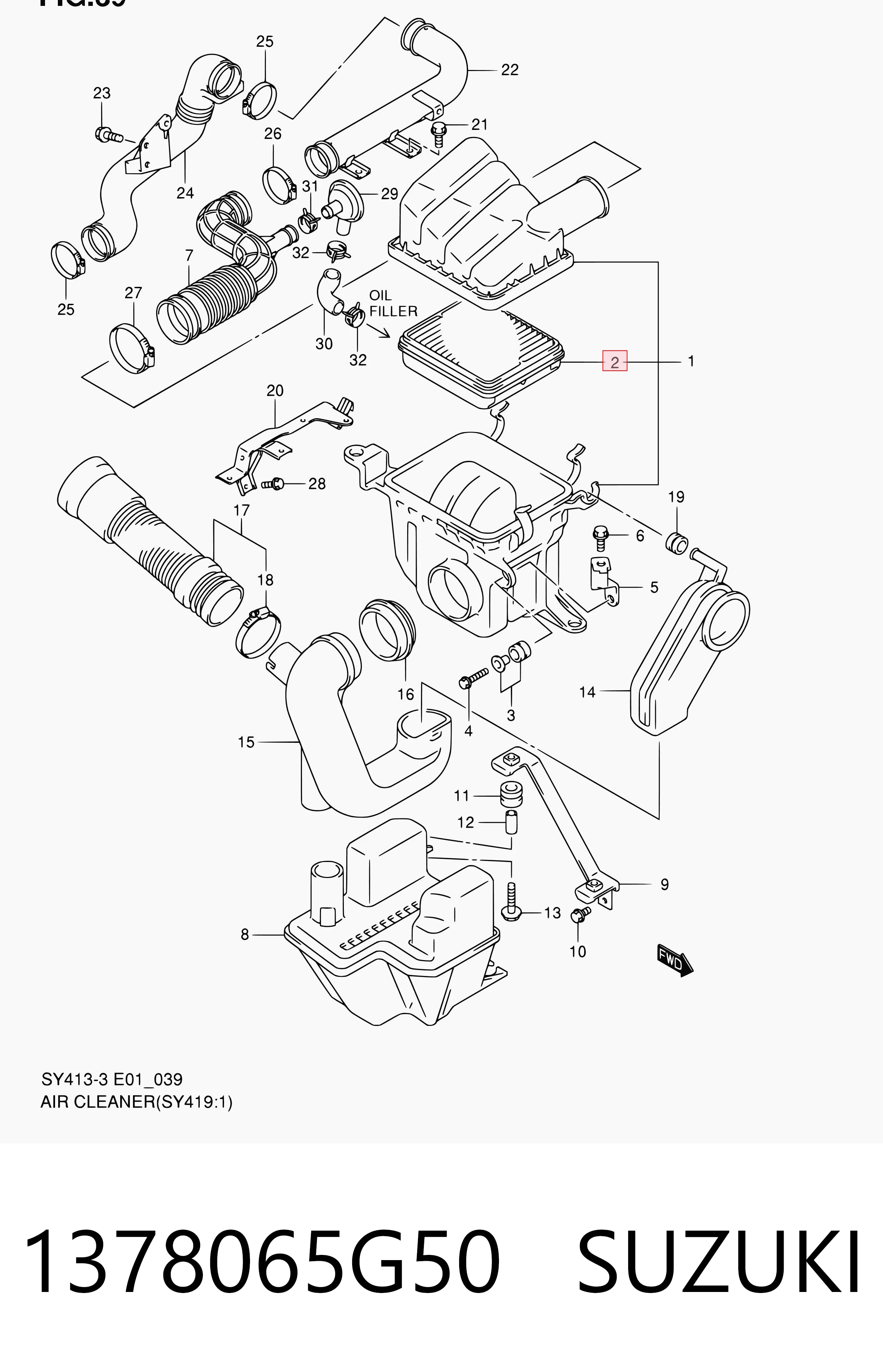 1378065G50 Suzuki Filtr powietrza