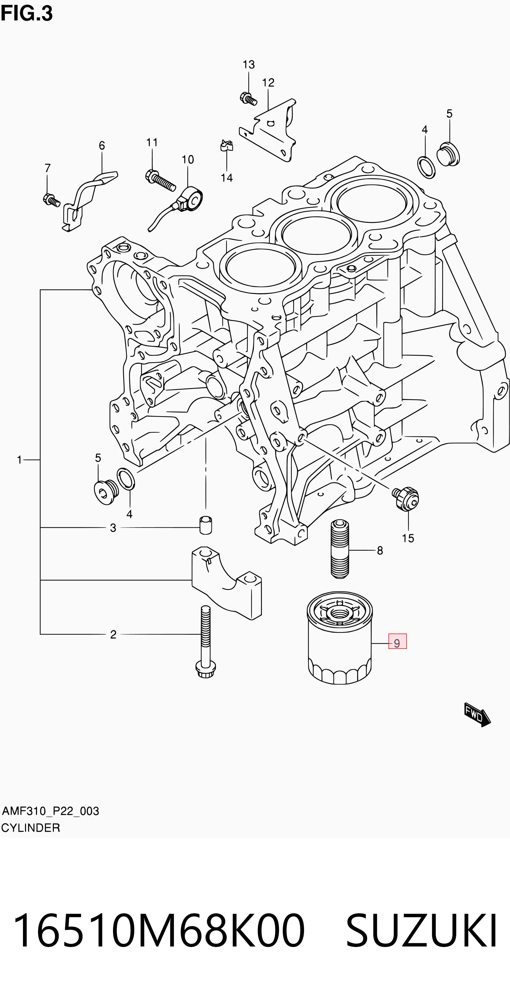 16510M68K00 Suzuki Filtr oleju